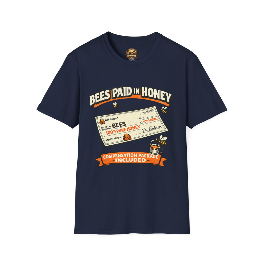 Imker T-Shirt — „Bienen werden mit Honig bezahlt“ Vintage-Karomuster