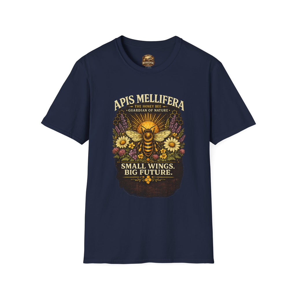 Bienenschutz-T-Shirt — „Apis Mellifera: Kleine Flügel, große Zukunft“ Öko-Natur-T-Shirt