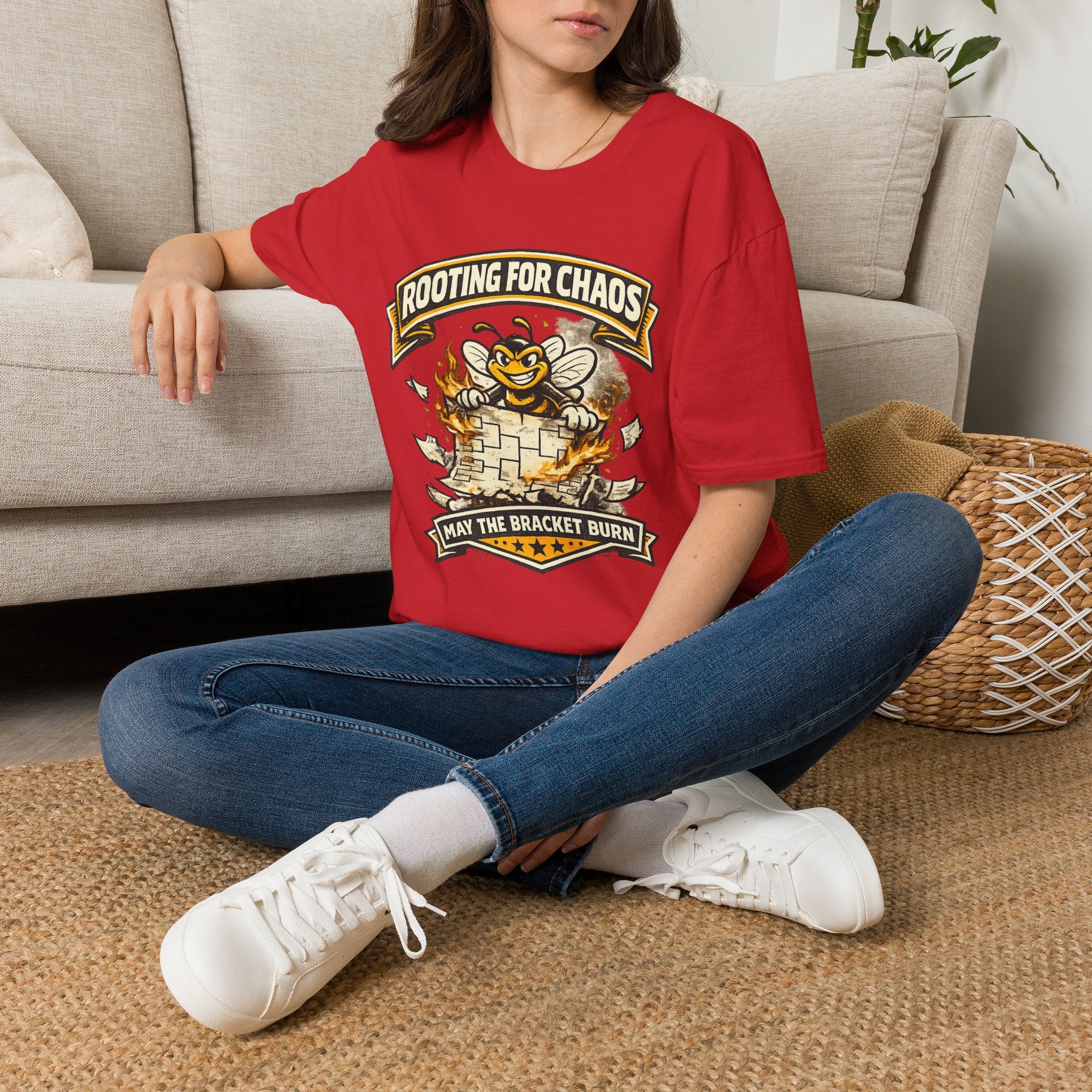 T-Shirt — "Rooting for Chaos" Bee Graphic Tee (That the Bracket Burn)