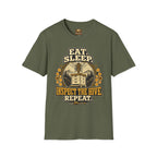 T-Shirt — "Essen. Schlafen. Bienenstock inspizieren. Wiederholen." Imker Grafik T-Shirt