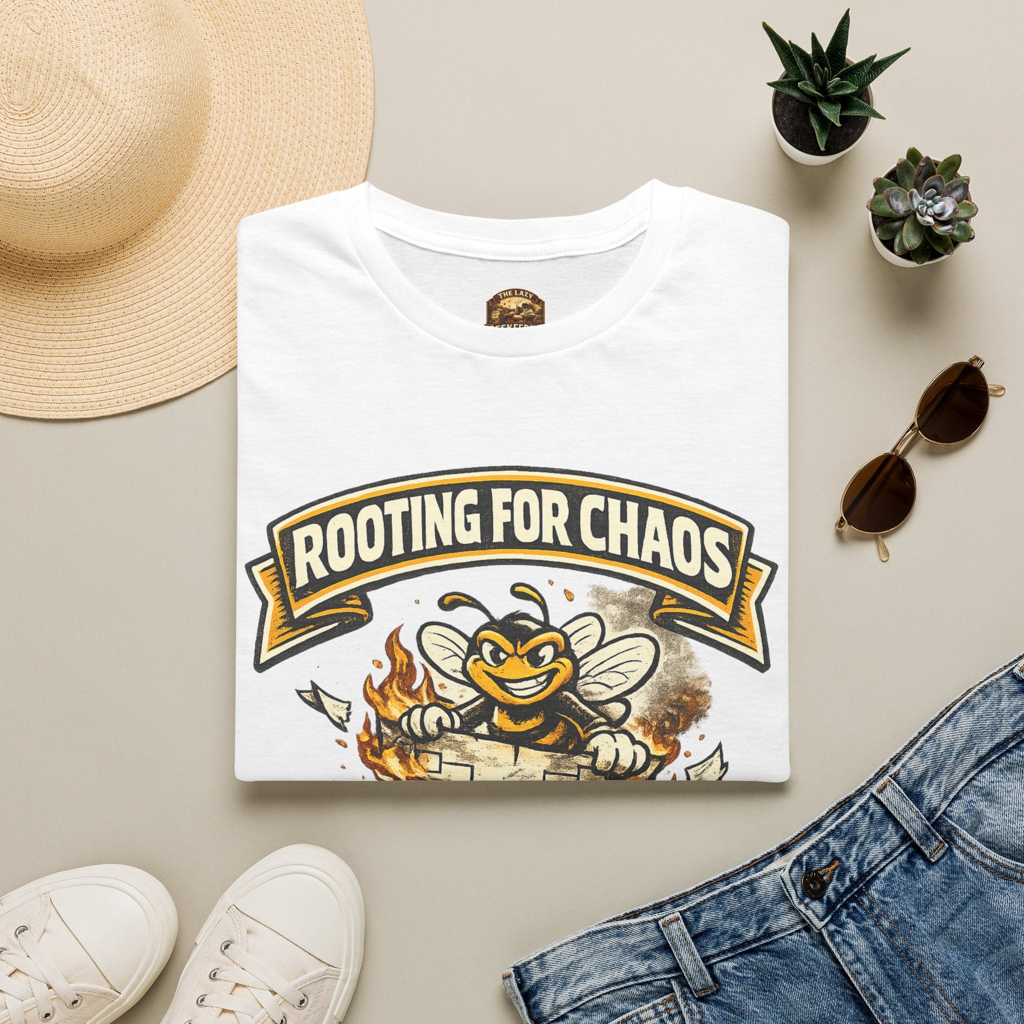 T-Shirt — "Rooting for Chaos" Bee Graphic Tee (That the Bracket Burn)