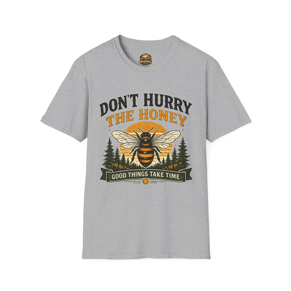 Don't Hurry The Honey T-Shirt — Retro Bienen-Grafik-T-Shirt (Gut Ding will Weile haben)