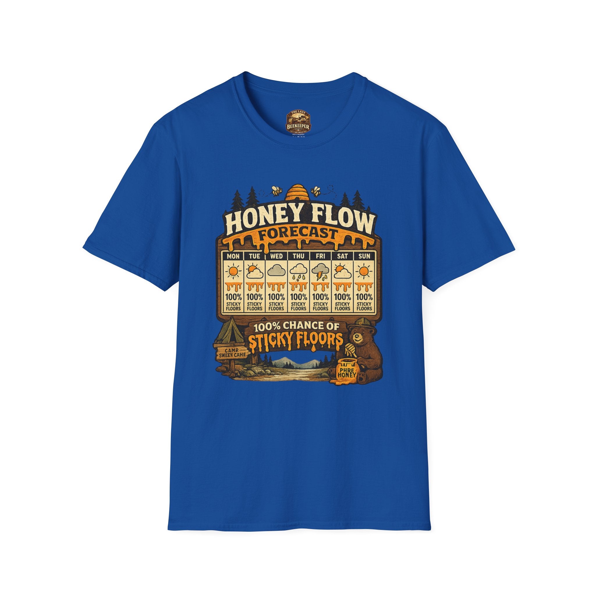 Honigernte-Vorhersage T-Shirt – Imker-Wettergrafik im Vintage-Stil