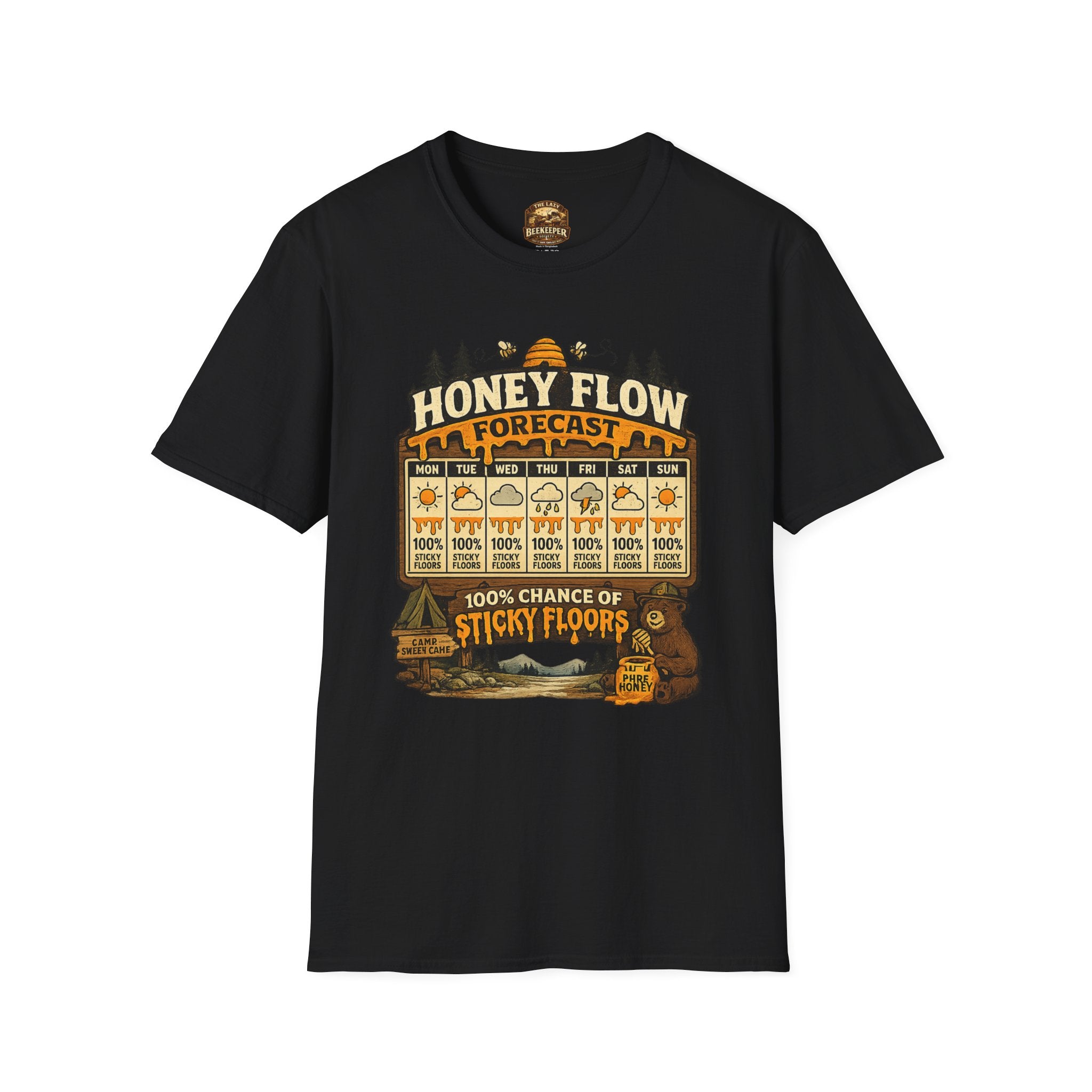 Honigernte-Vorhersage T-Shirt – Imker-Wettergrafik im Vintage-Stil