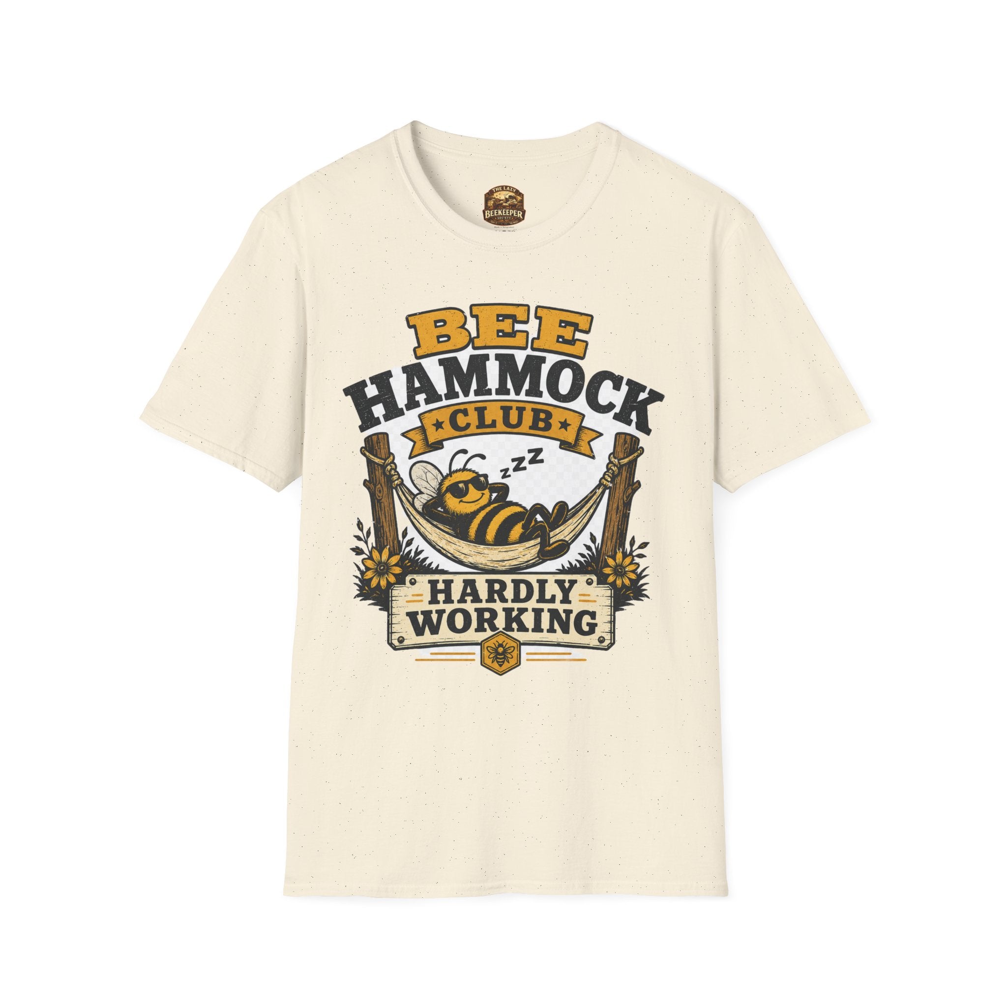 Bee Hammock Club T-Shirt — 'Hardly Working' Relaxed Bee Graphic Tee
