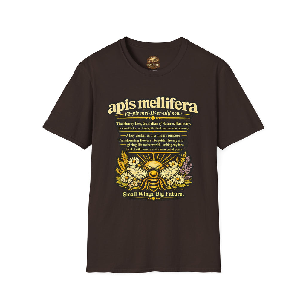 T-Shirt mit Definition der Honigbiene Apis Mellifera — Honigbienen-Illustration & Spruch zum Artenschutz