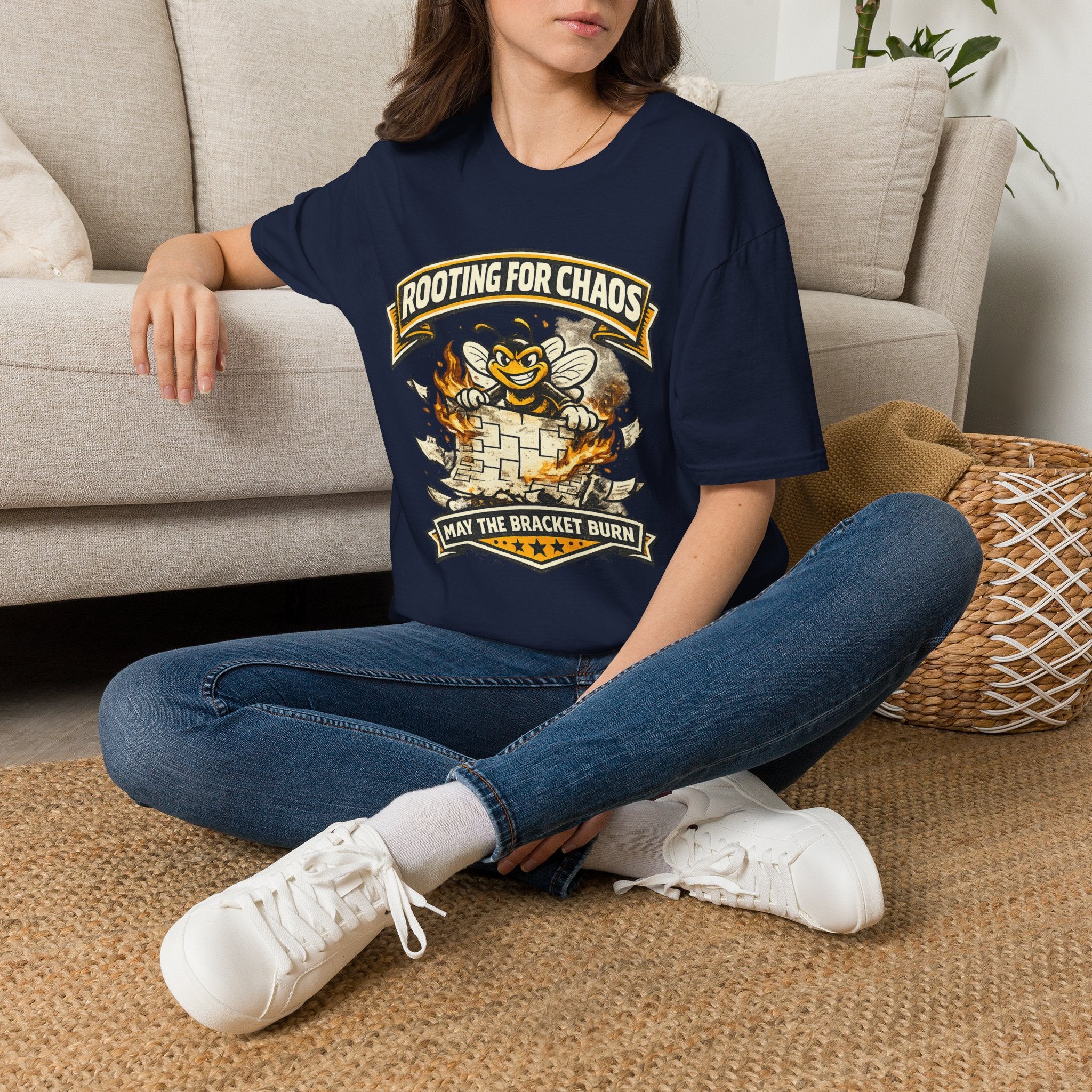 T-Shirt — "Rooting for Chaos" Bee Graphic Tee (That the Bracket Burn)