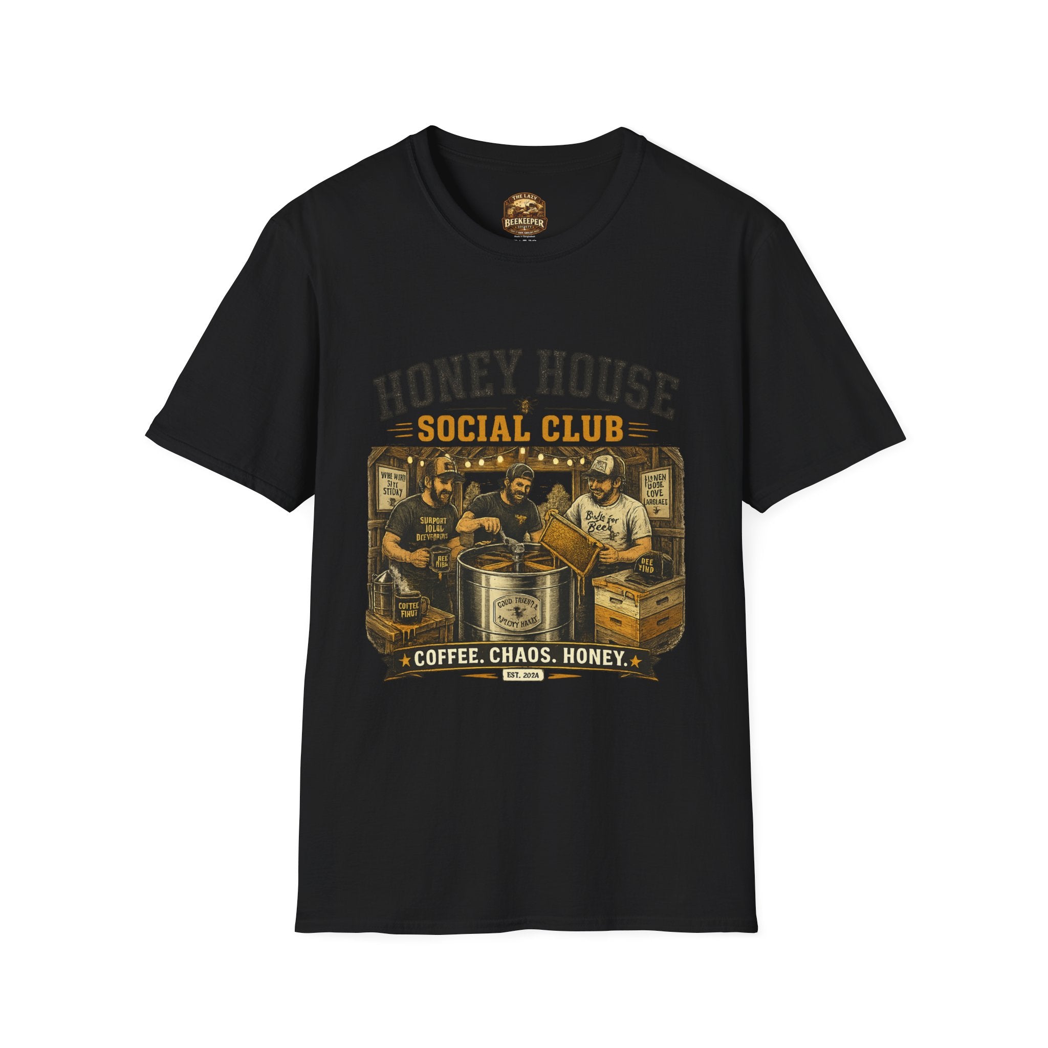 Honey House Social Club T-Shirt — Vintage Coffee & Honey Café Tee