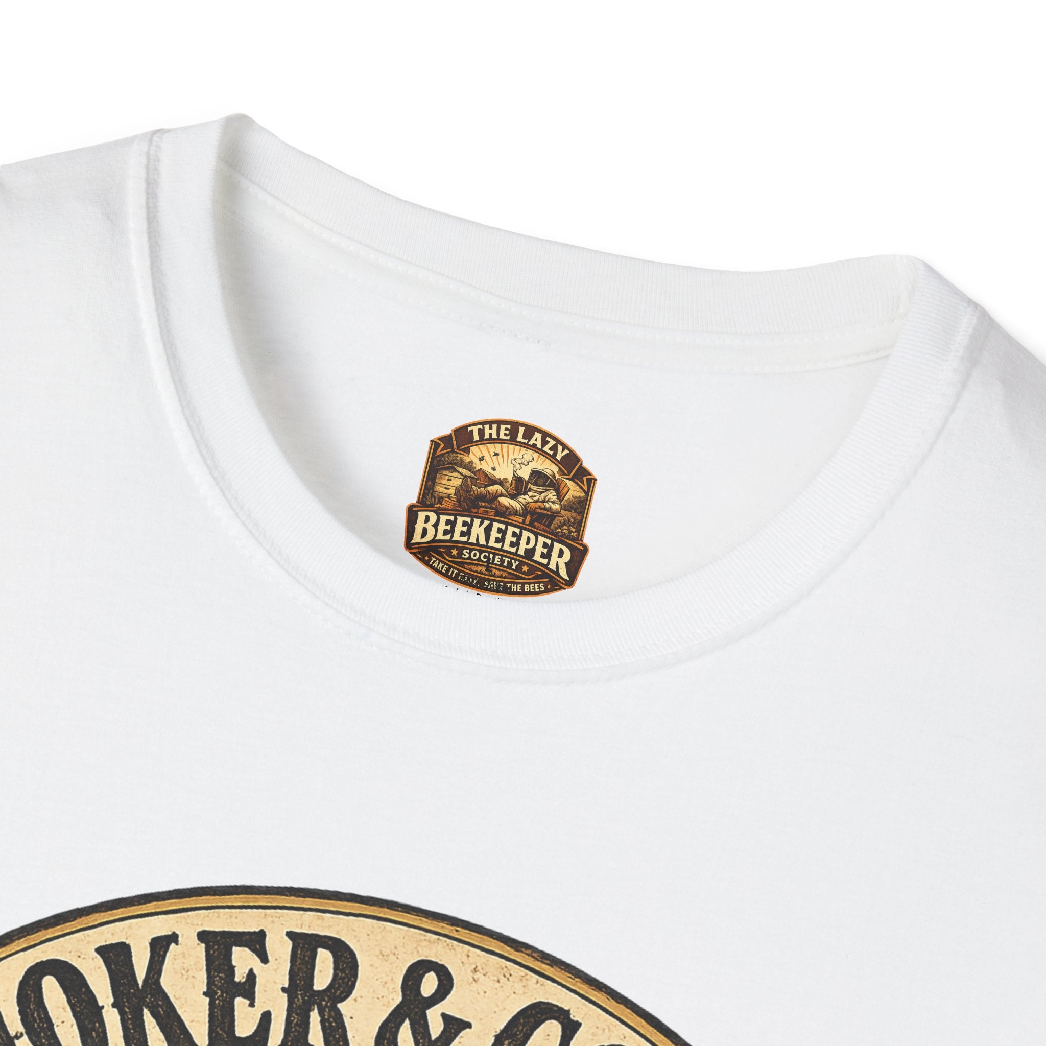 Smoker & Coffee Club T-Shirt — "Coffee First, Hive Later" Vintage Badge