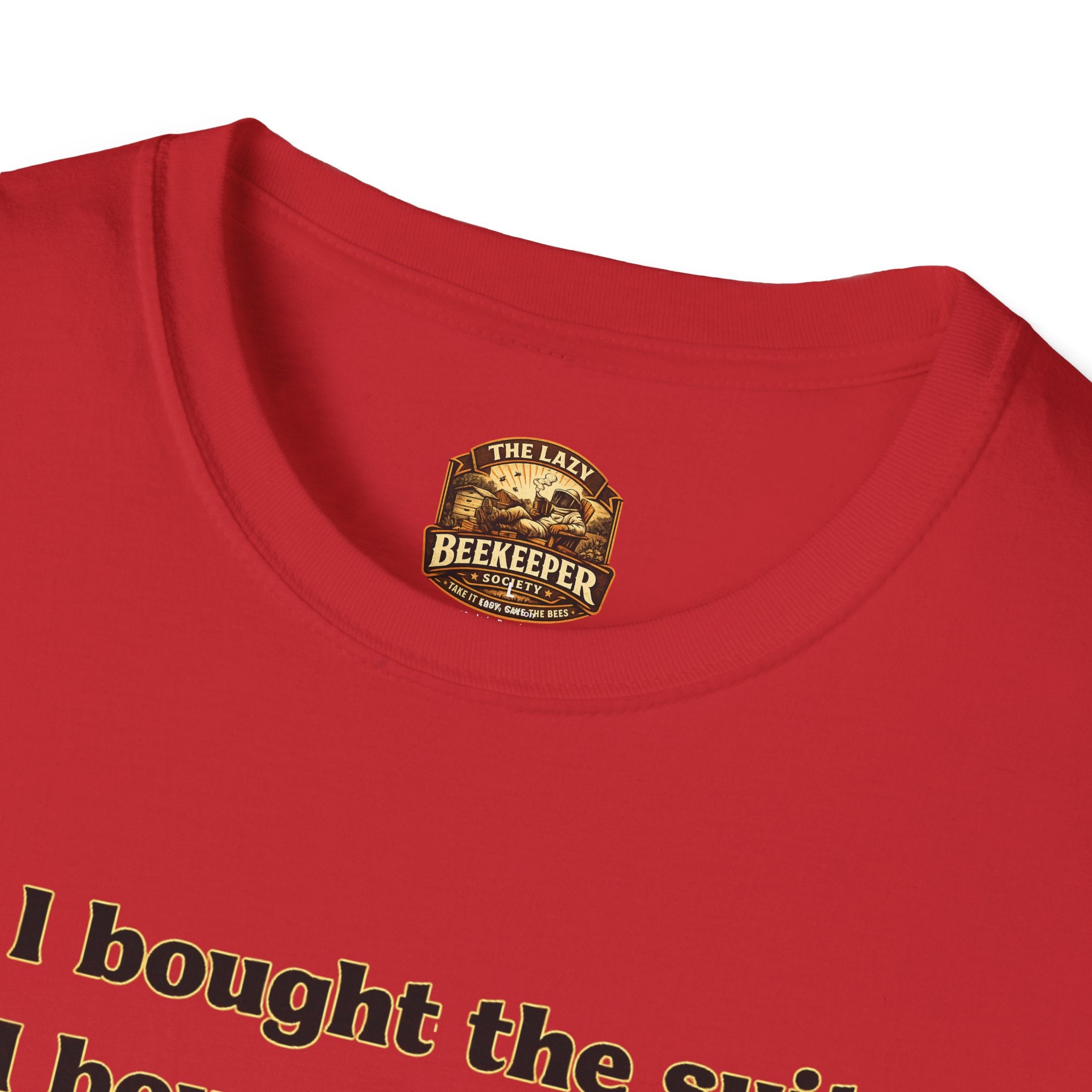 T‑Shirt — Literary Humor Tee: “I bought the suit. I bought the smoker. I read the book.”