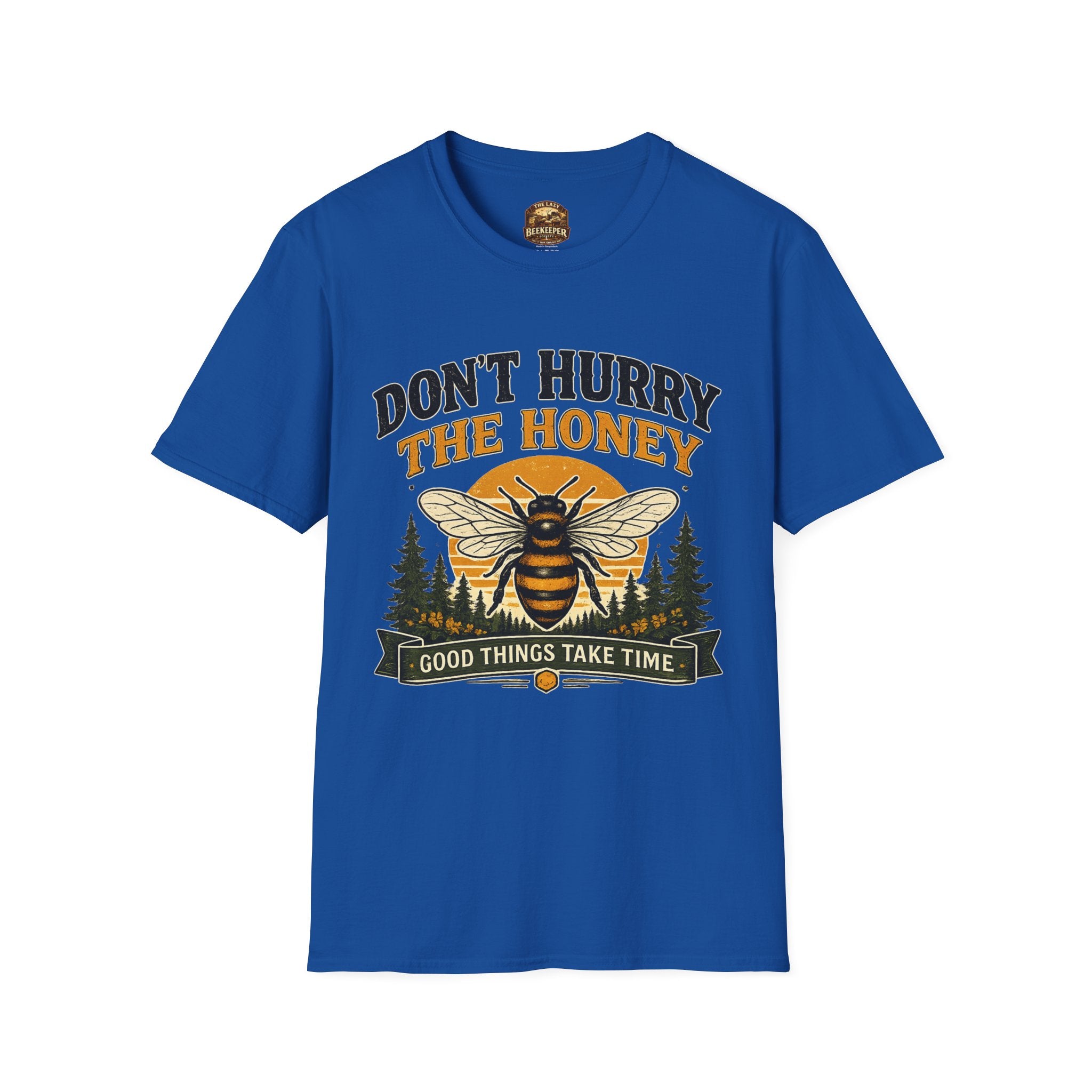 Don't Hurry The Honey T-Shirt — Retro Bee Graphic Tee (Good Things Take Time)