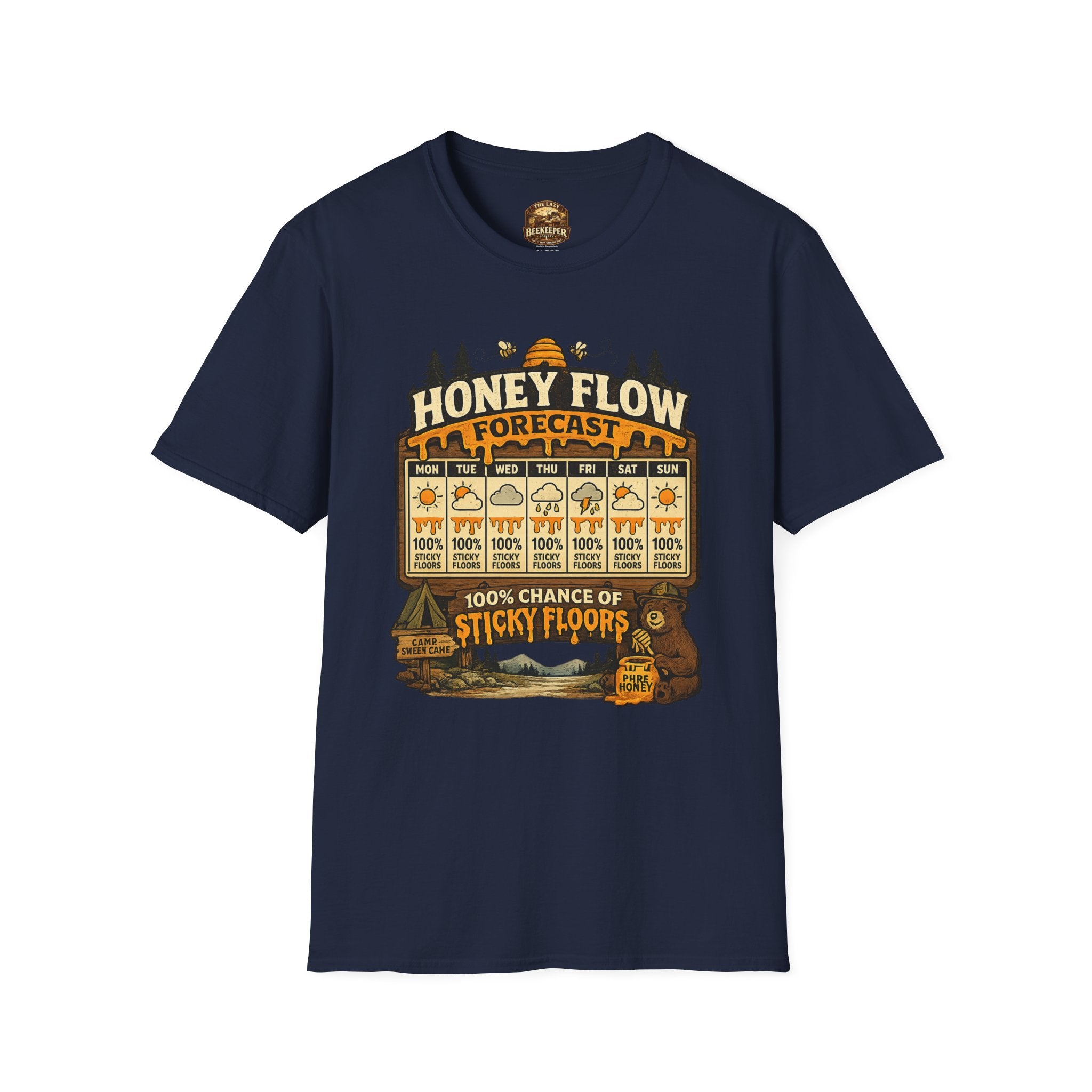 Honigernte-Vorhersage T-Shirt – Imker-Wettergrafik im Vintage-Stil