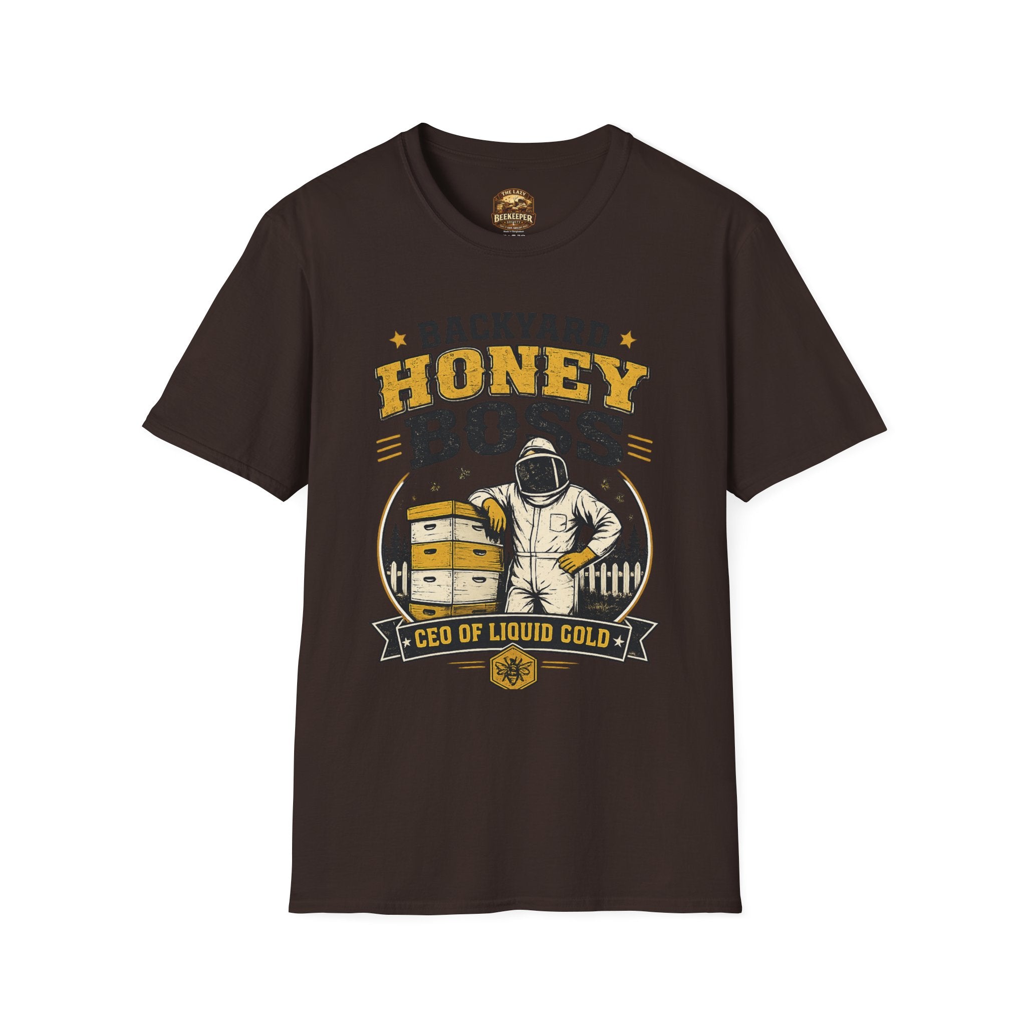Backyard Honey Boss T-Shirt — Beekeeper CEO Liquid Gold Tee