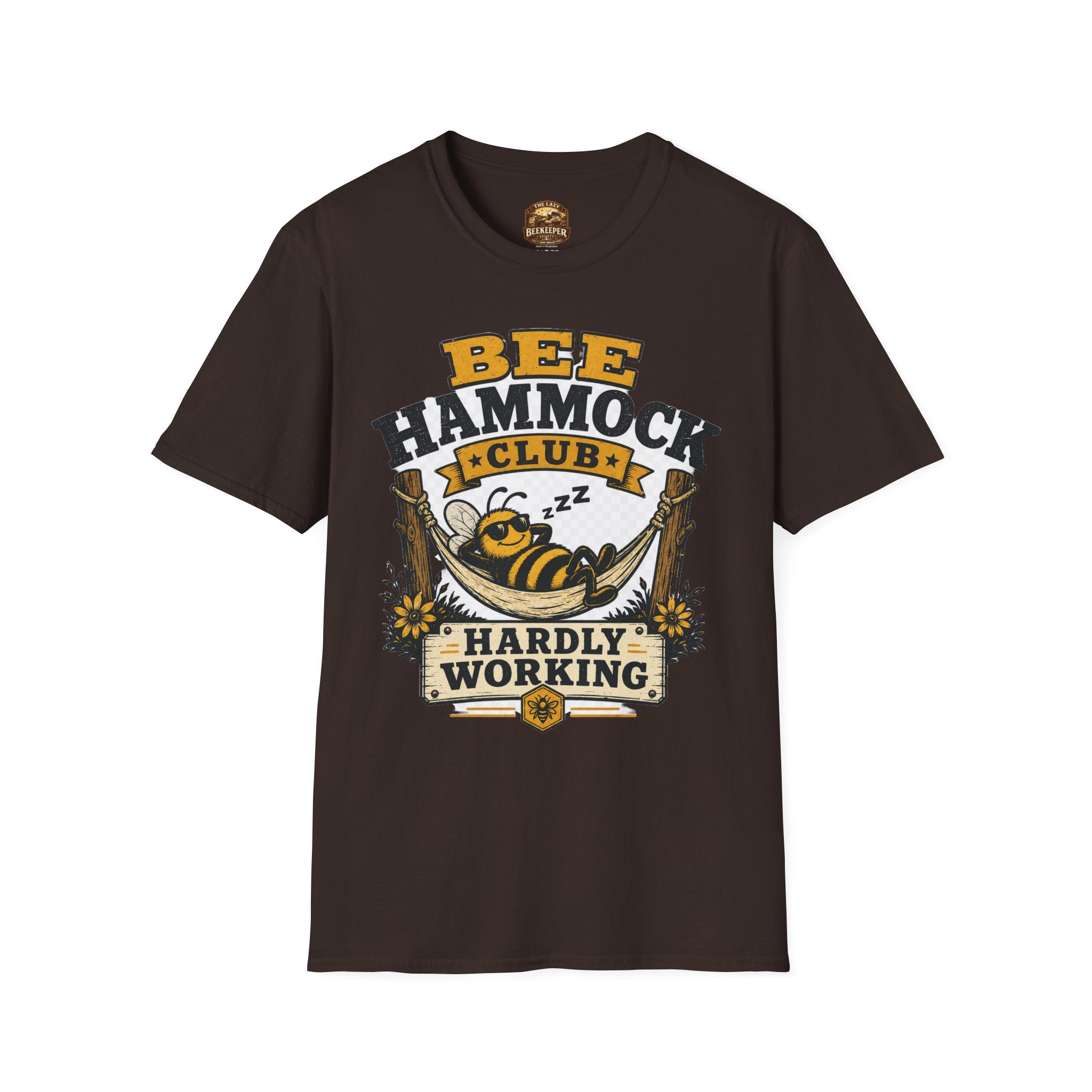 Bee Hammock Club T-Shirt — 'Hardly Working' Relaxed Bee Graphic Tee