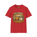 T-Shirt „Pull Frames Drink Coffee“ – Imker Kaffee & Waben Grafik-T-Shirt