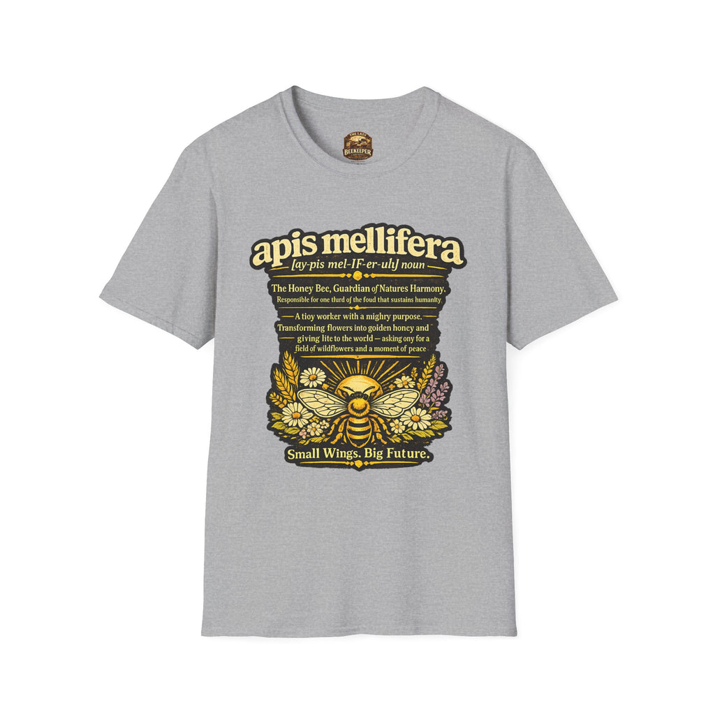 T-Shirt mit Definition der Honigbiene Apis Mellifera — Honigbienen-Illustration & Spruch zum Artenschutz
