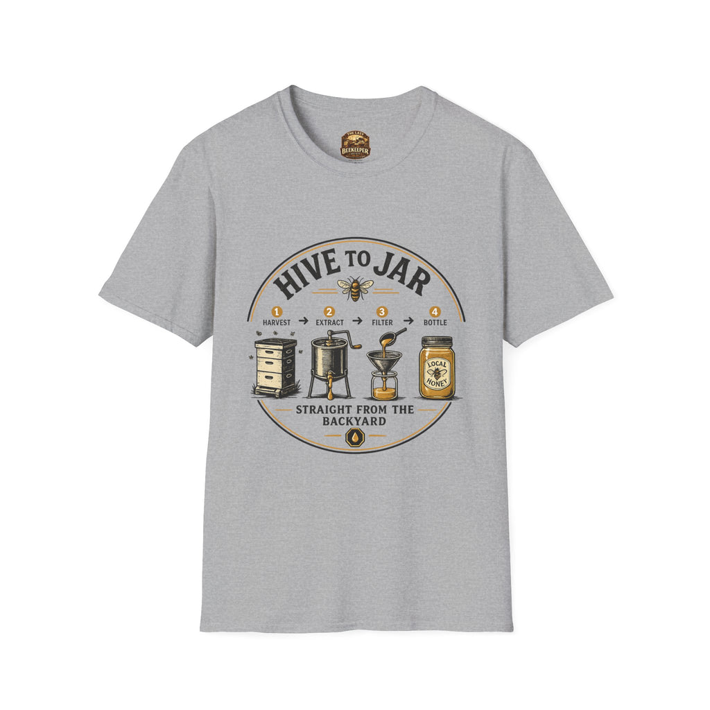 T-Shirt — Grafisches T-Shirt mit Aufschrift „Vom Bienenstock ins Glas“