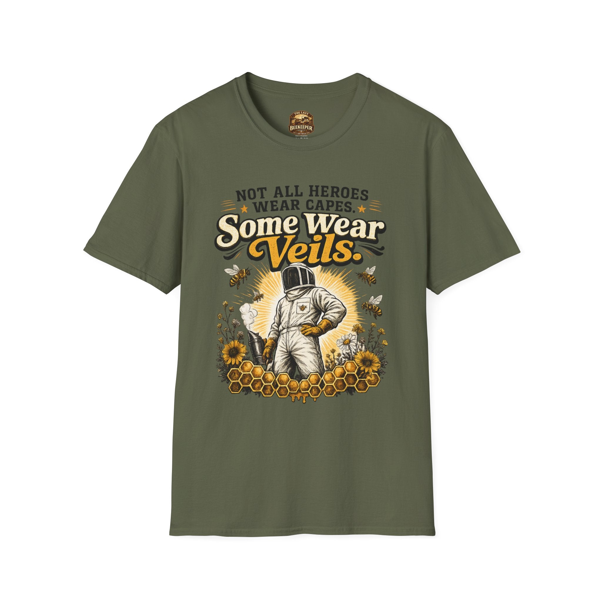 T‑Shirt — "Not All Heroes Wear Capes, Some Wear Veils" Beekeeper Tribute Tee