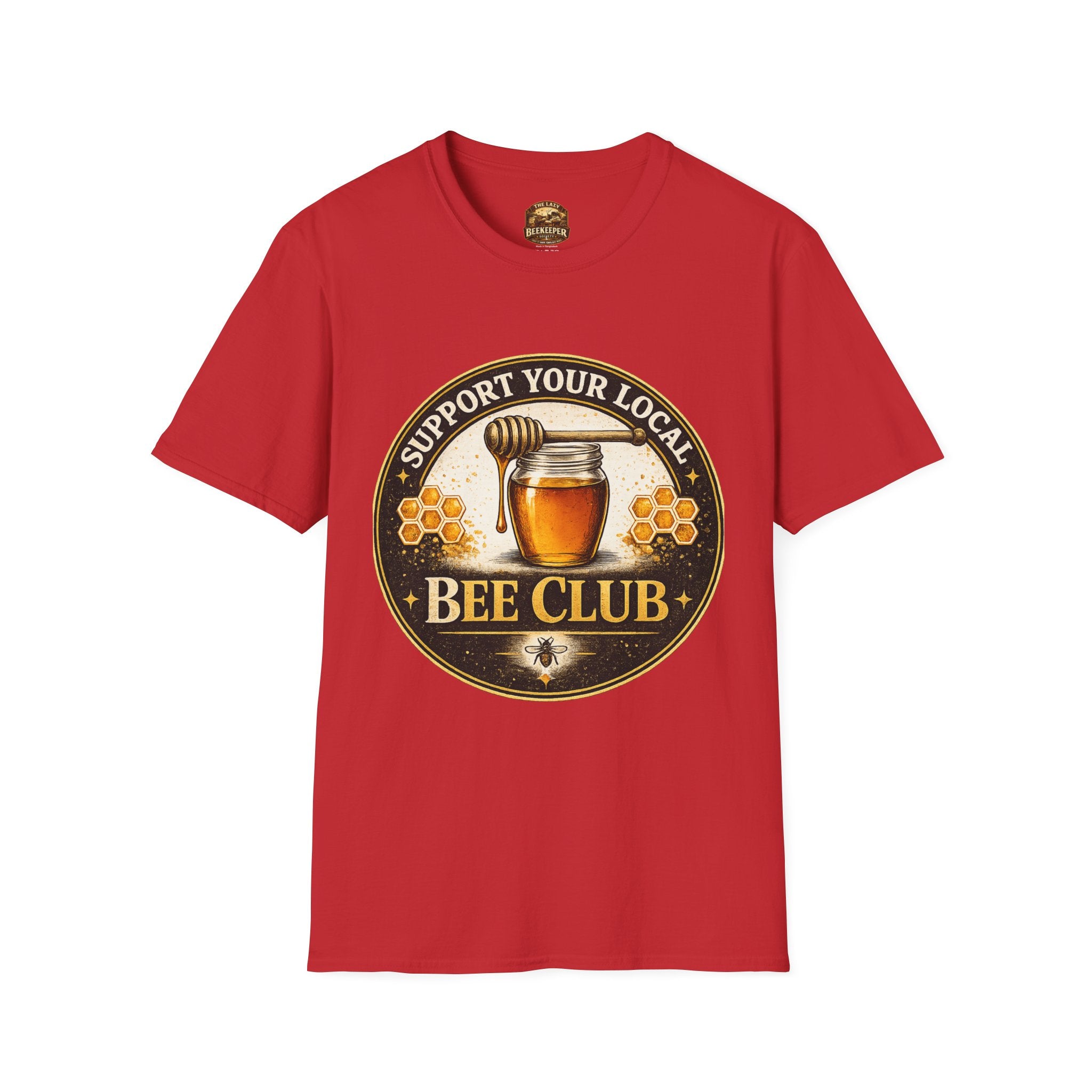 Support Your Local Bee Club T-Shirt — Honey Jar & Honeycomb Design