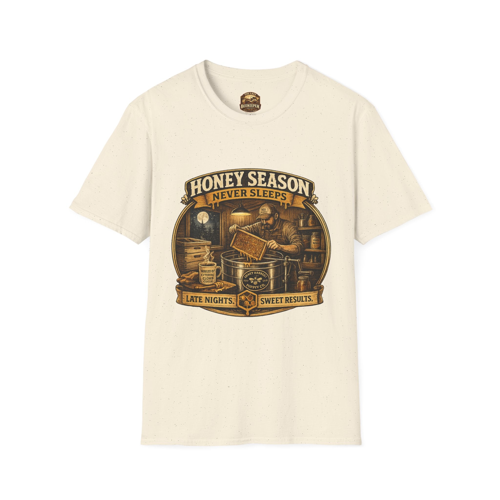 Honey Season Never Sleeps T-Shirt — Beekeeper Vintage Graphic Tee