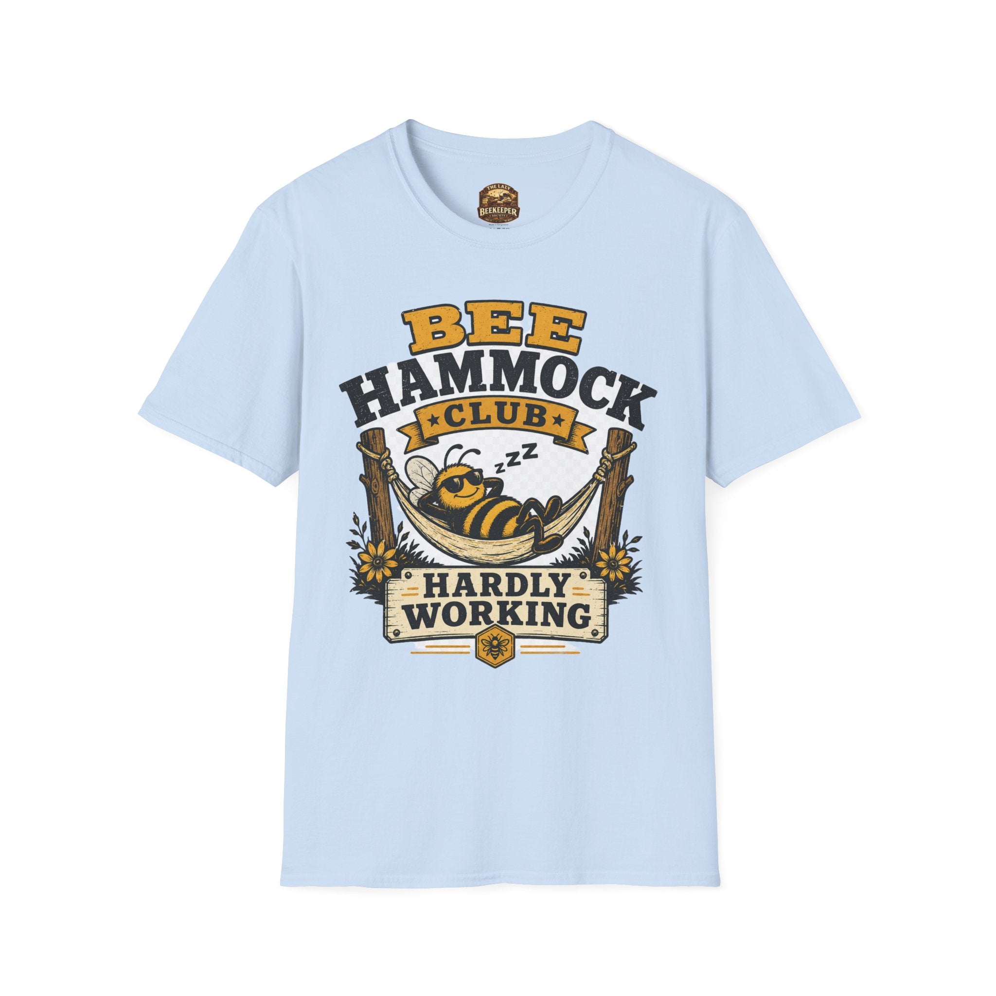Bee Hammock Club T-Shirt — 'Hardly Working' Relaxed Bee Graphic Tee