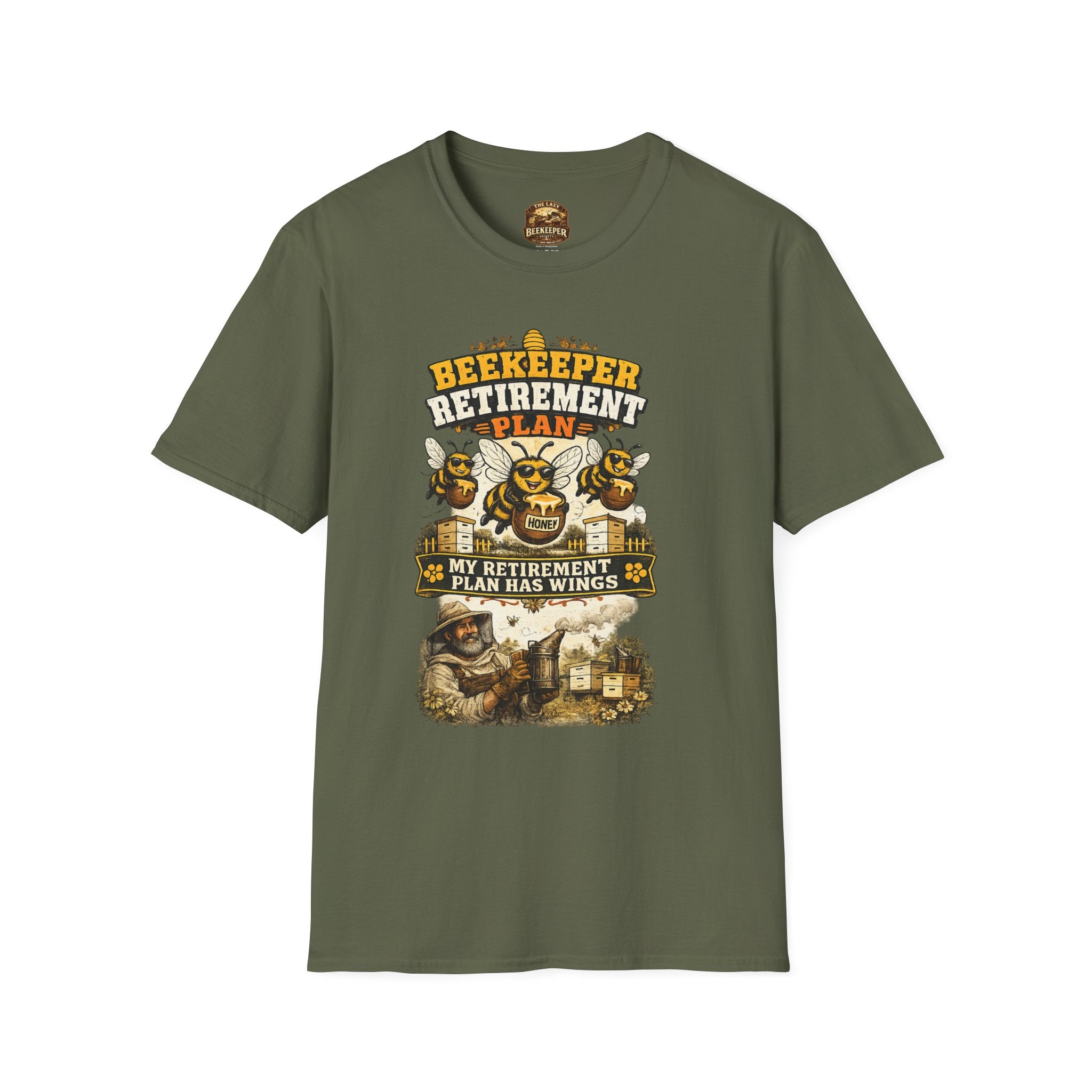 Beekeeper T-Shirt — "Retirement Plan Has Wings" Vintage Honey Farming Tee