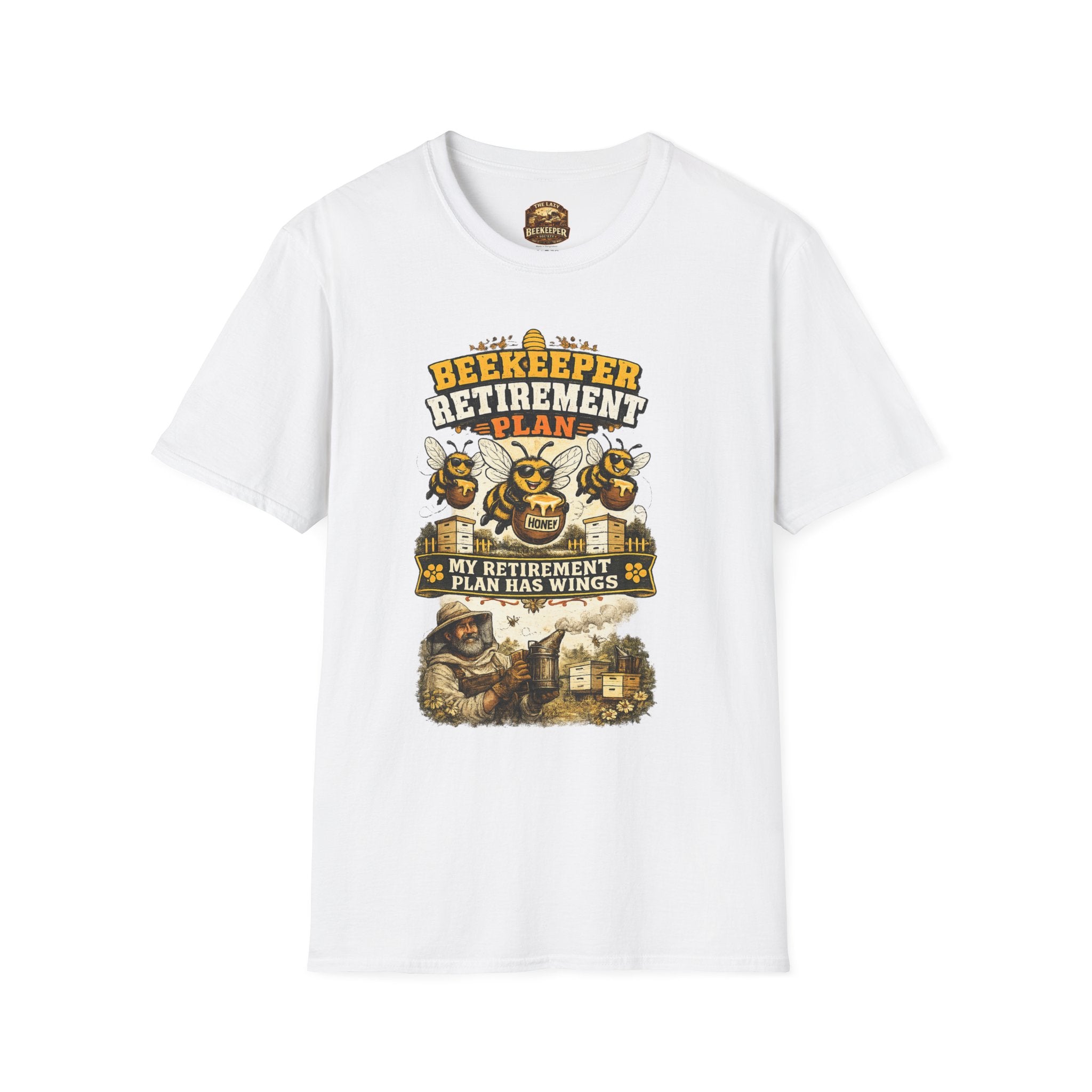 Beekeeper T-Shirt — "Retirement Plan Has Wings" Vintage Honey Farming Tee