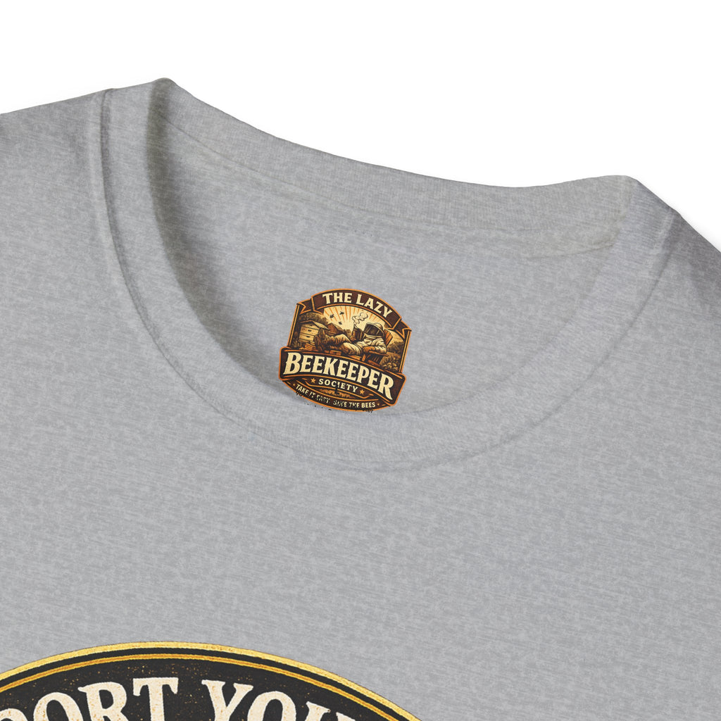 T-Shirt „Unterstütze deinen lokalen Imkerverein“ — Honigglas- & Waben-Design