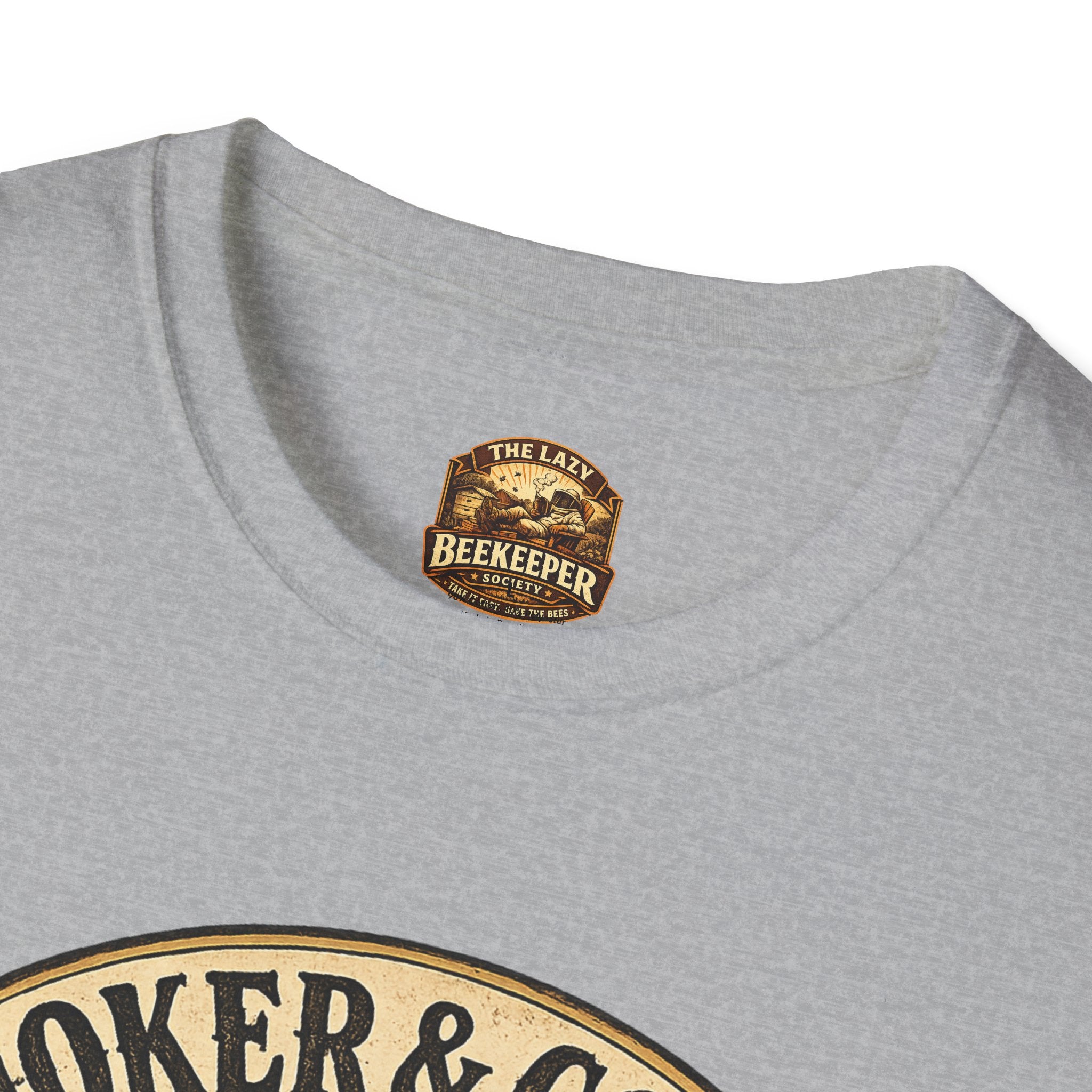 Smoker & Coffee Club T-Shirt — "Coffee First, Hive Later" Vintage Badge