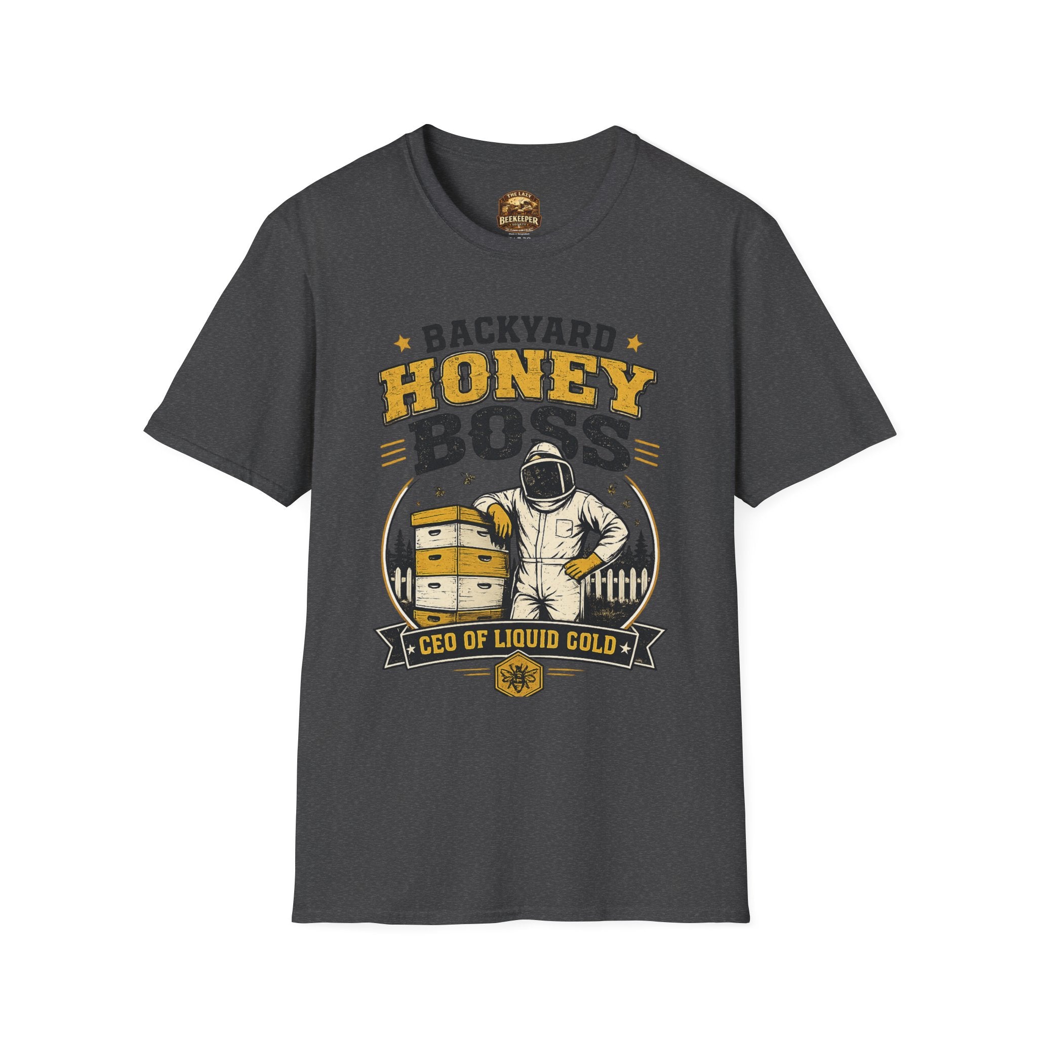 Backyard Honey Boss T-Shirt — Beekeeper CEO Liquid Gold Tee