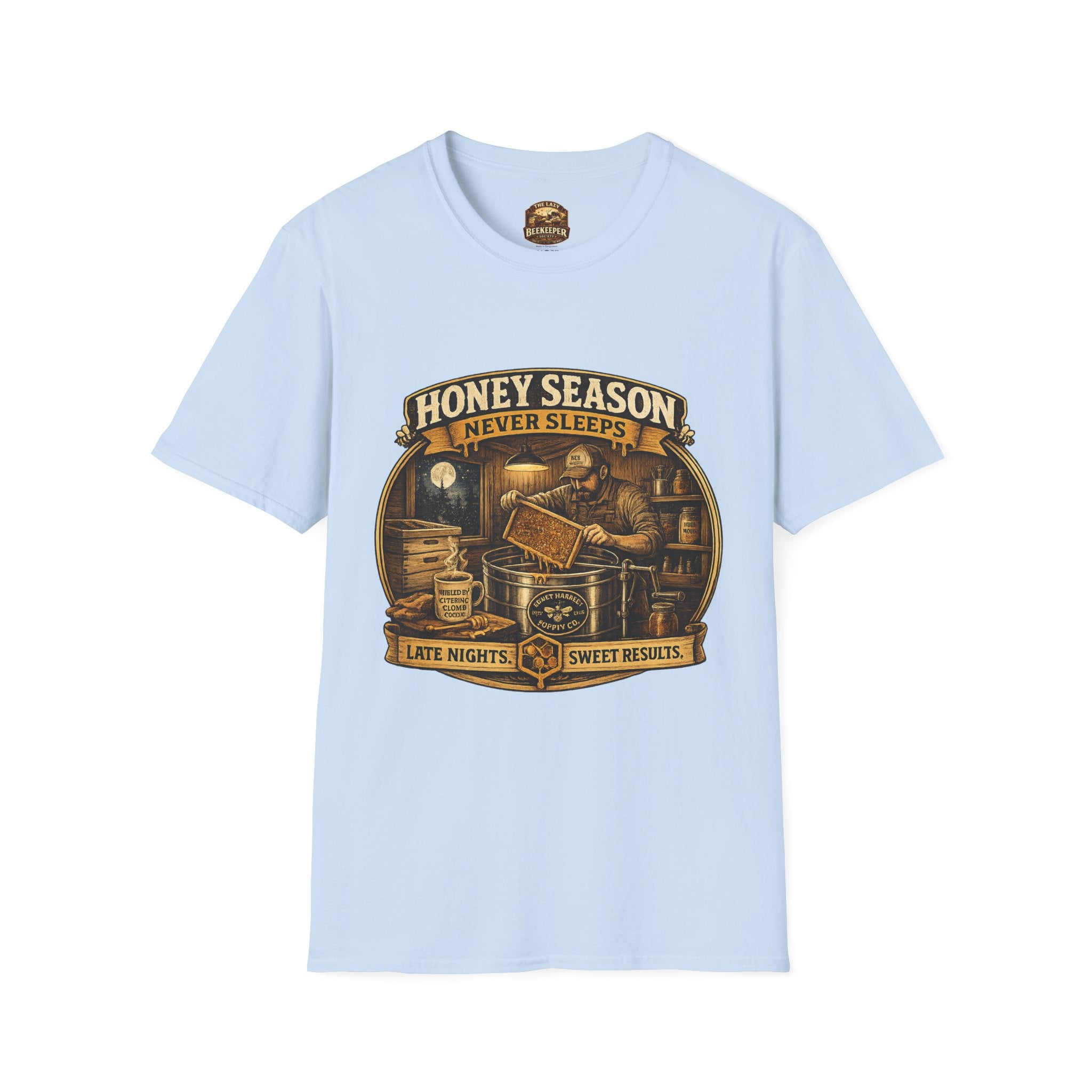 Honey Season Never Sleeps T-Shirt — Beekeeper Vintage Graphic Tee