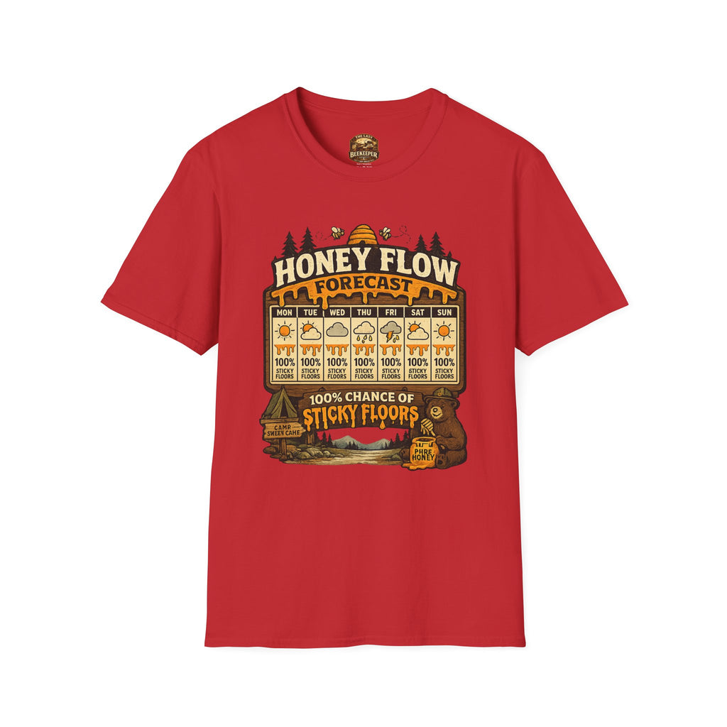 Honigernte-Vorhersage T-Shirt – Imker-Wettergrafik im Vintage-Stil