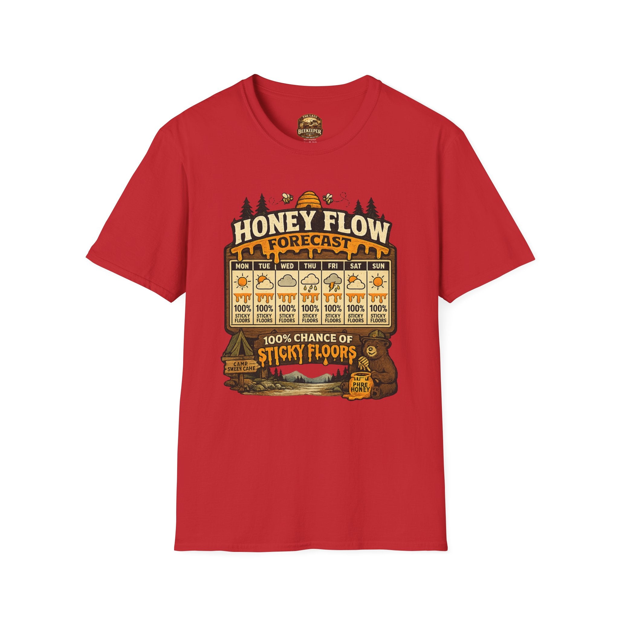 Honigernte-Vorhersage T-Shirt – Imker-Wettergrafik im Vintage-Stil