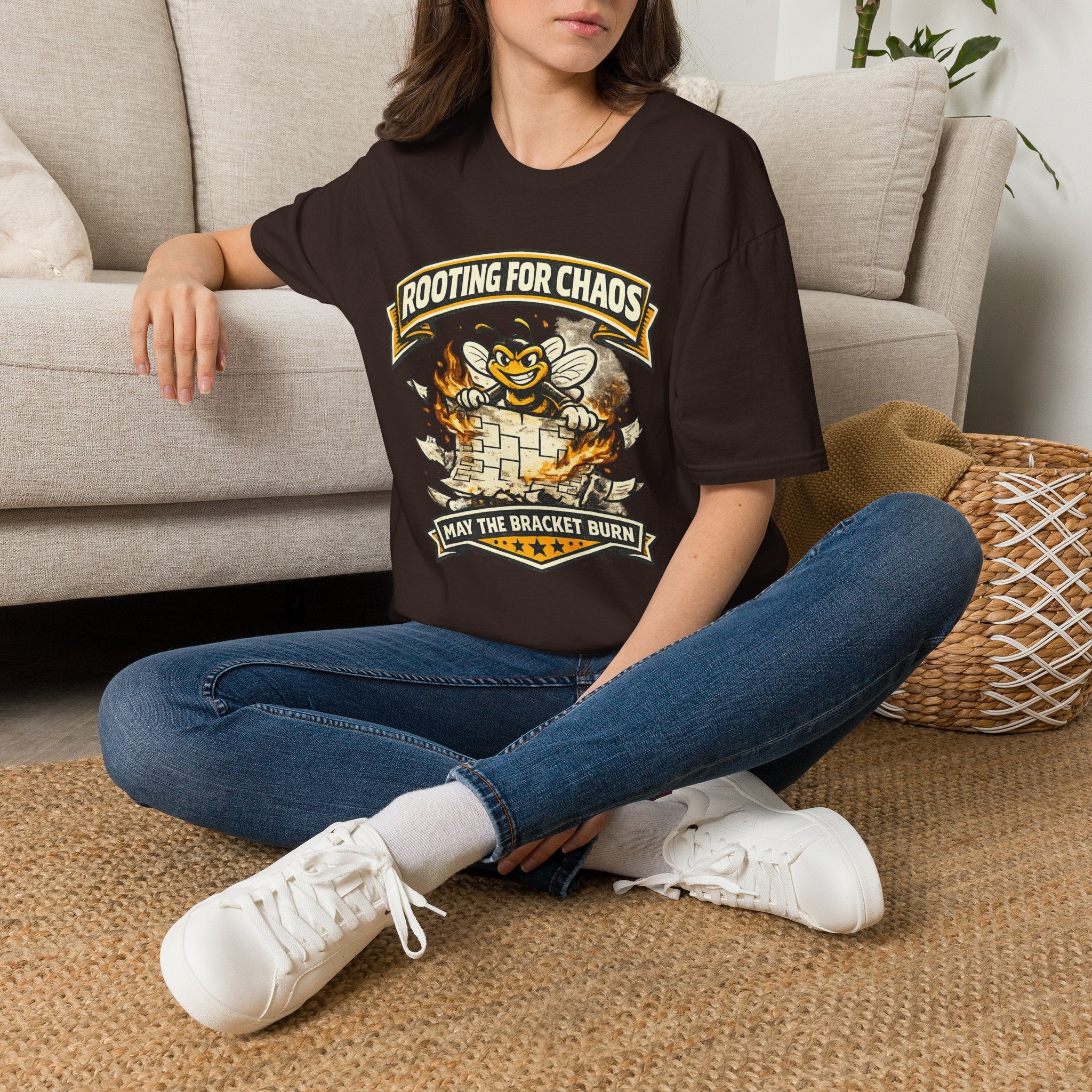 T-Shirt — "Rooting for Chaos" Bee Graphic Tee (That the Bracket Burn)