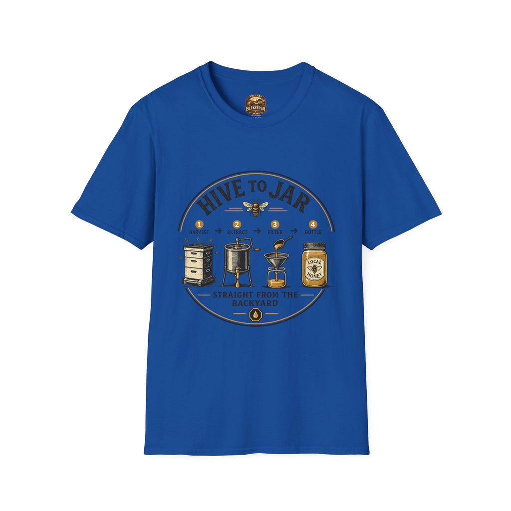 T-Shirt — Grafisches T-Shirt mit Aufschrift „Vom Bienenstock ins Glas“