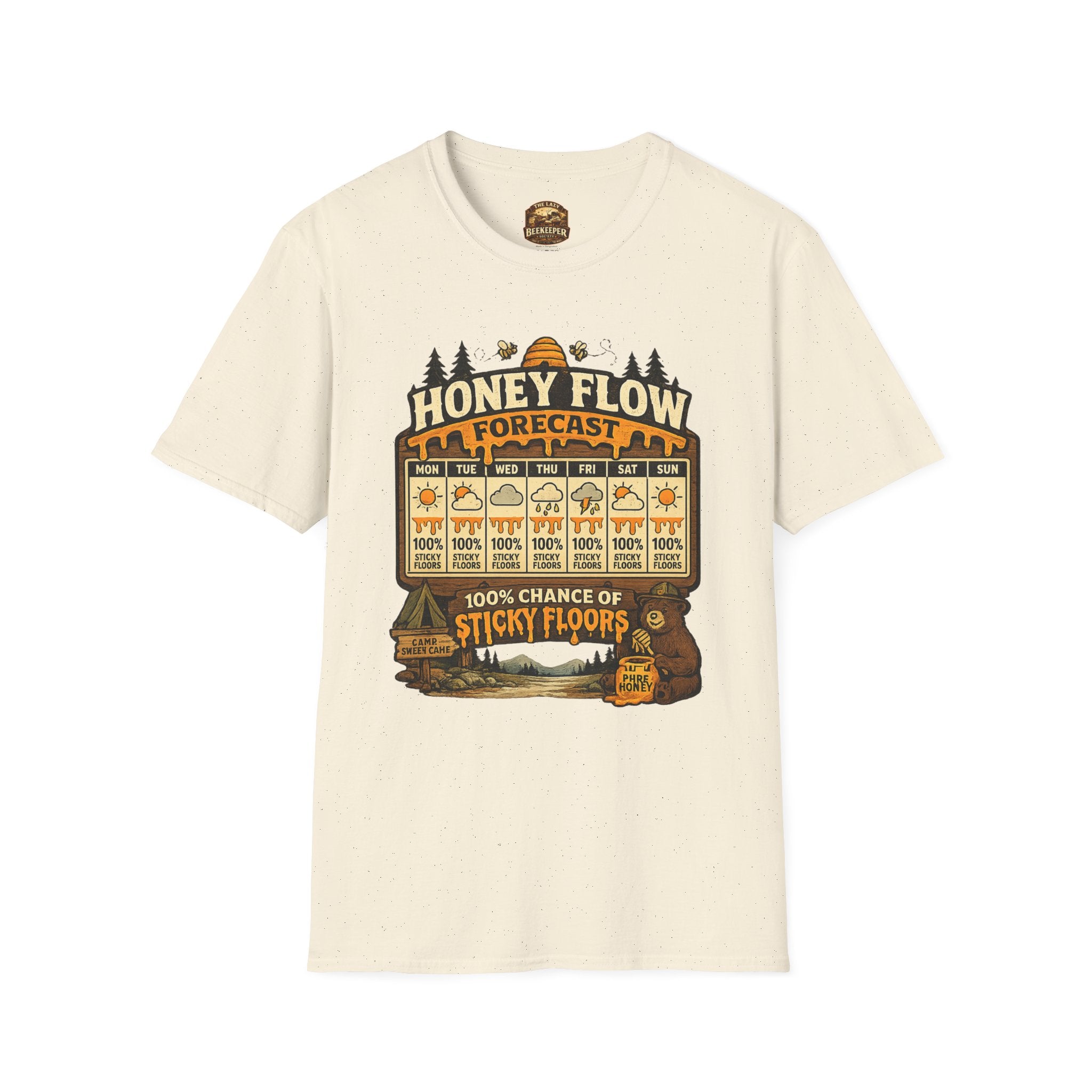 Honigernte-Vorhersage T-Shirt – Imker-Wettergrafik im Vintage-Stil