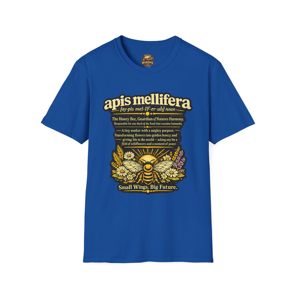 T-Shirt mit Definition der Honigbiene Apis Mellifera — Honigbienen-Illustration & Spruch zum Artenschutz