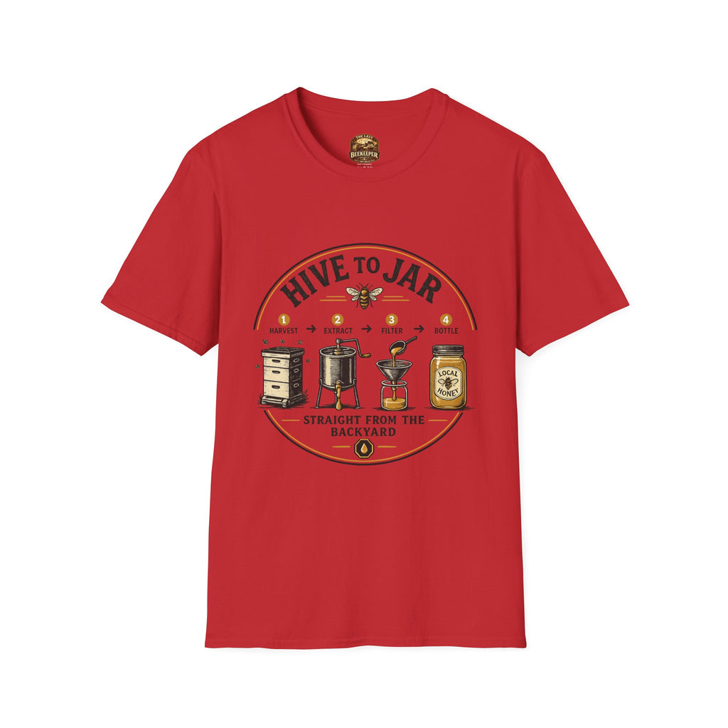 T-Shirt — Grafisches T-Shirt mit Aufschrift „Vom Bienenstock ins Glas“