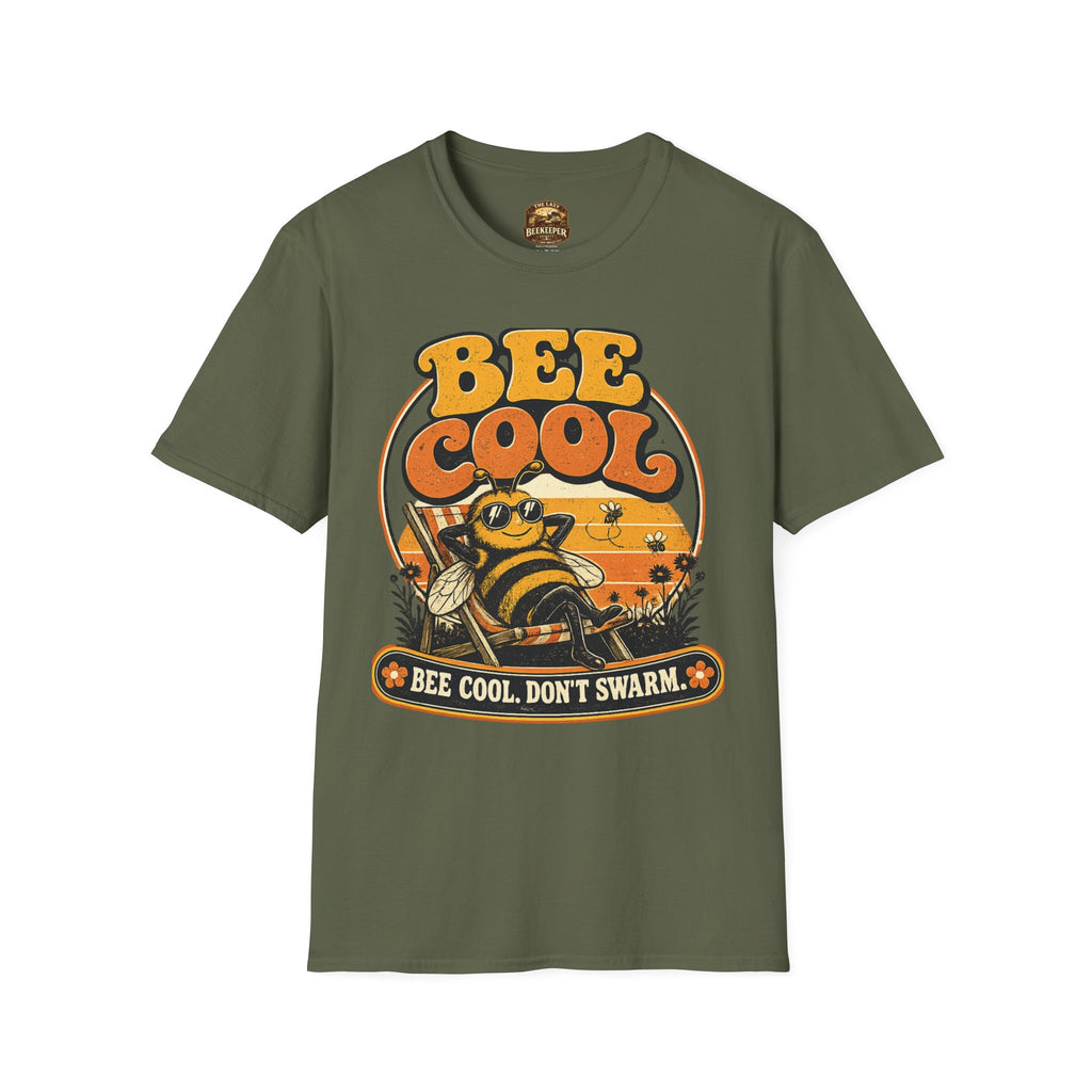 Bee Cool T‑Shirt — Vintage Retro Bee Graphic (“Bee Cool, Don’t Swarm”)