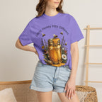 Beekeeper Support T-Shirt — "Local Honey Hits Different" Floral Honey Jar Tee