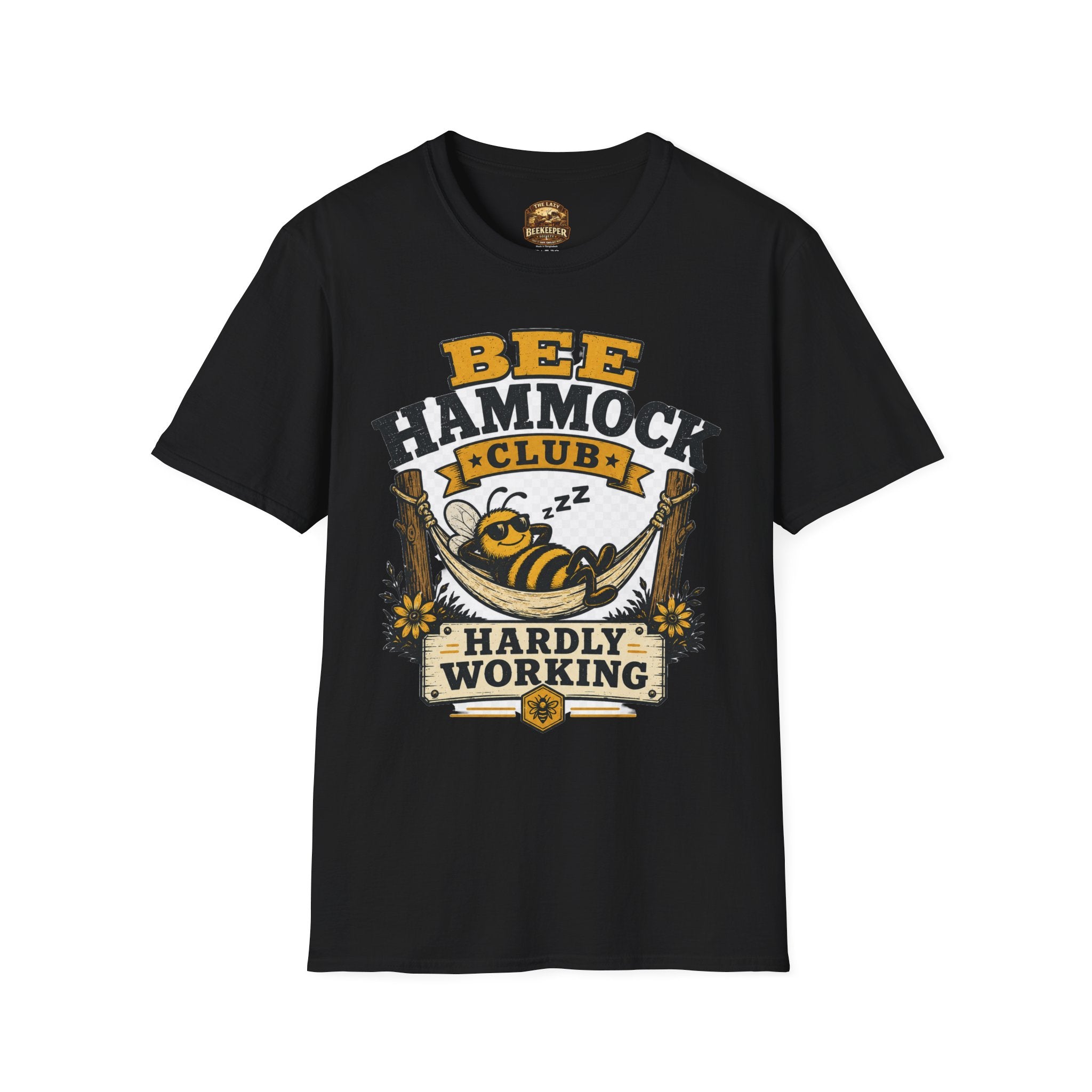 Bee Hammock Club T-Shirt — 'Hardly Working' Relaxed Bee Graphic Tee