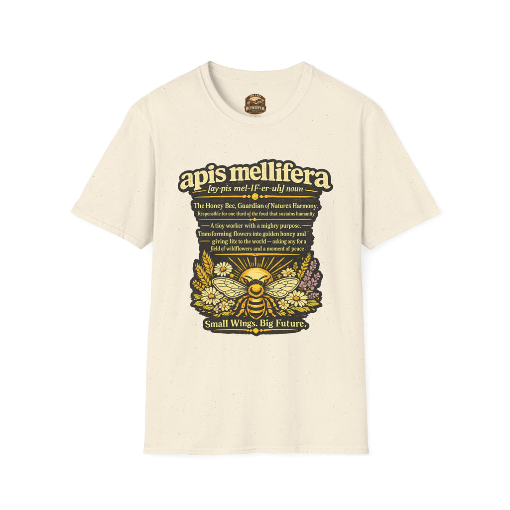 T-Shirt mit Definition der Honigbiene Apis Mellifera — Honigbienen-Illustration & Spruch zum Artenschutz