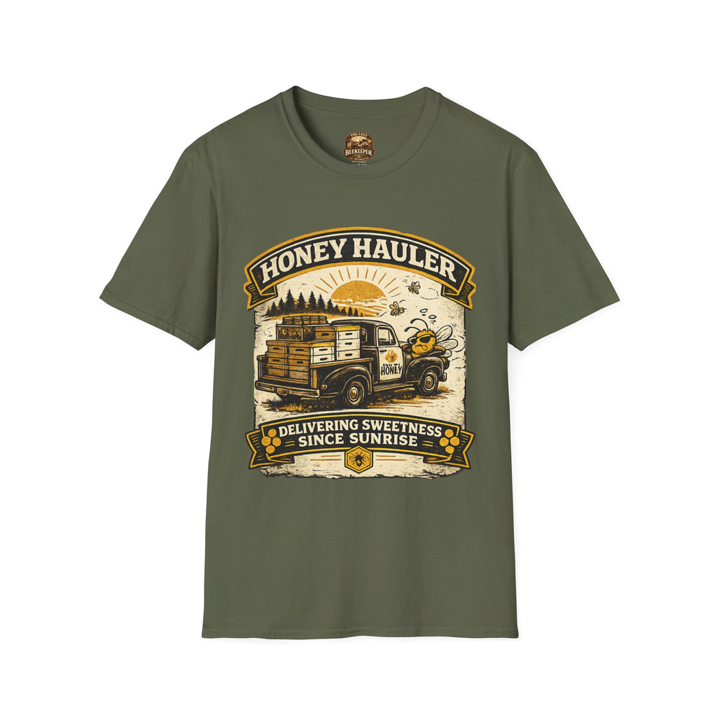 Honey Hauler T-Shirt — Vintage Bee Delivery Truck Graphic Tee