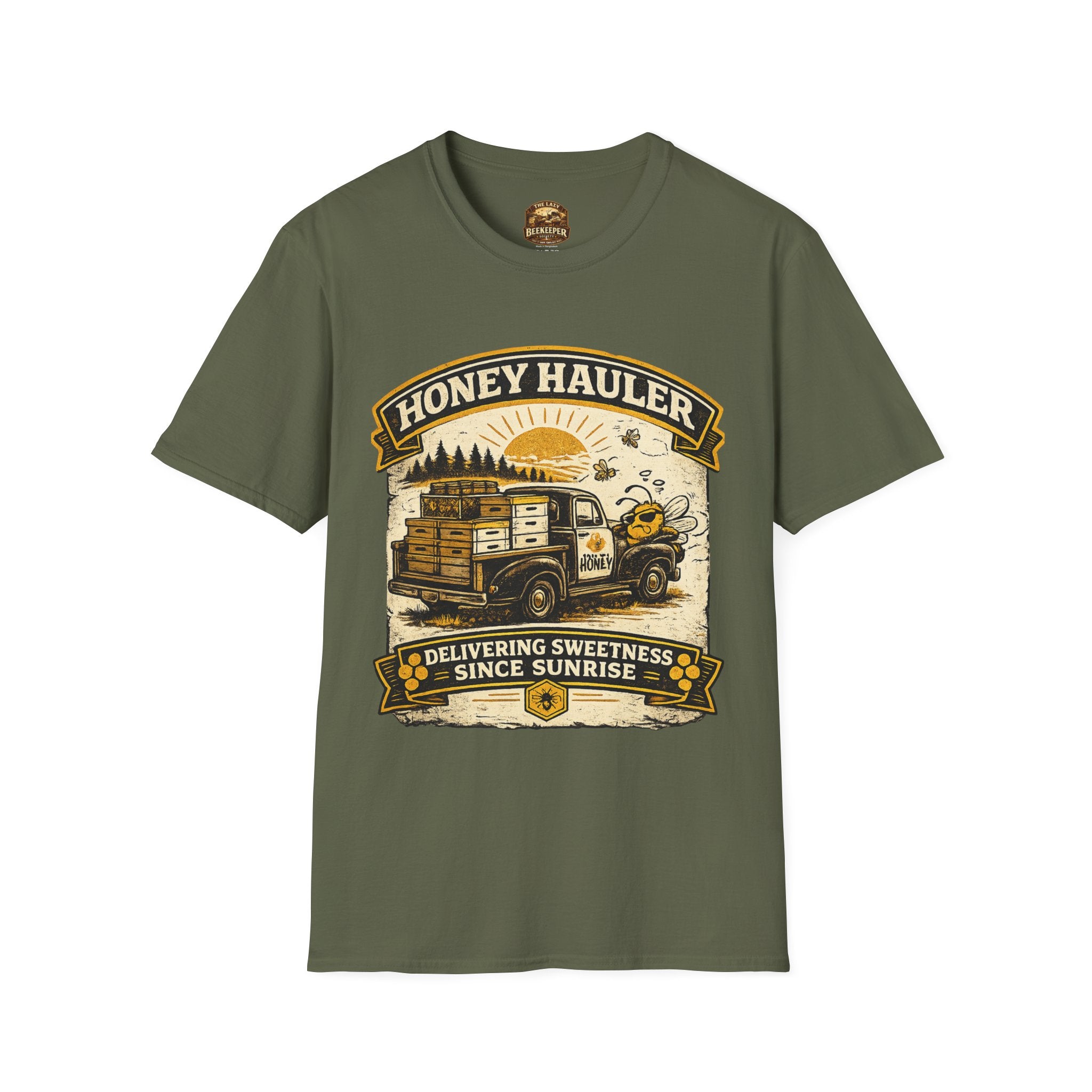 Honey Hauler T-Shirt — Vintage Bee Delivery Truck Graphic Tee