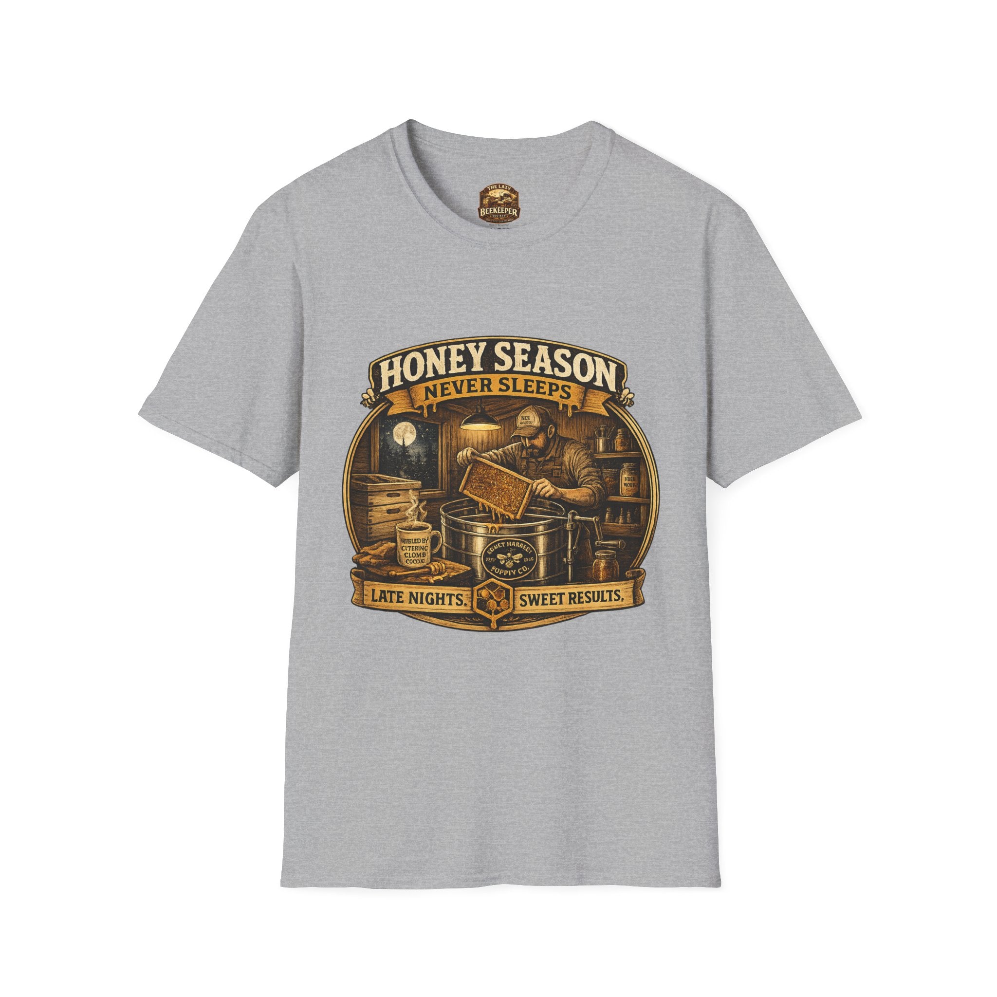 Honey Season Never Sleeps T-Shirt — Beekeeper Vintage Graphic Tee
