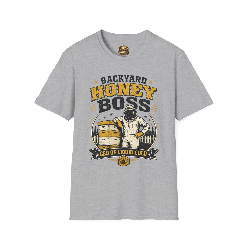 Backyard Honey Boss T-Shirt — Beekeeper CEO Liquid Gold Tee