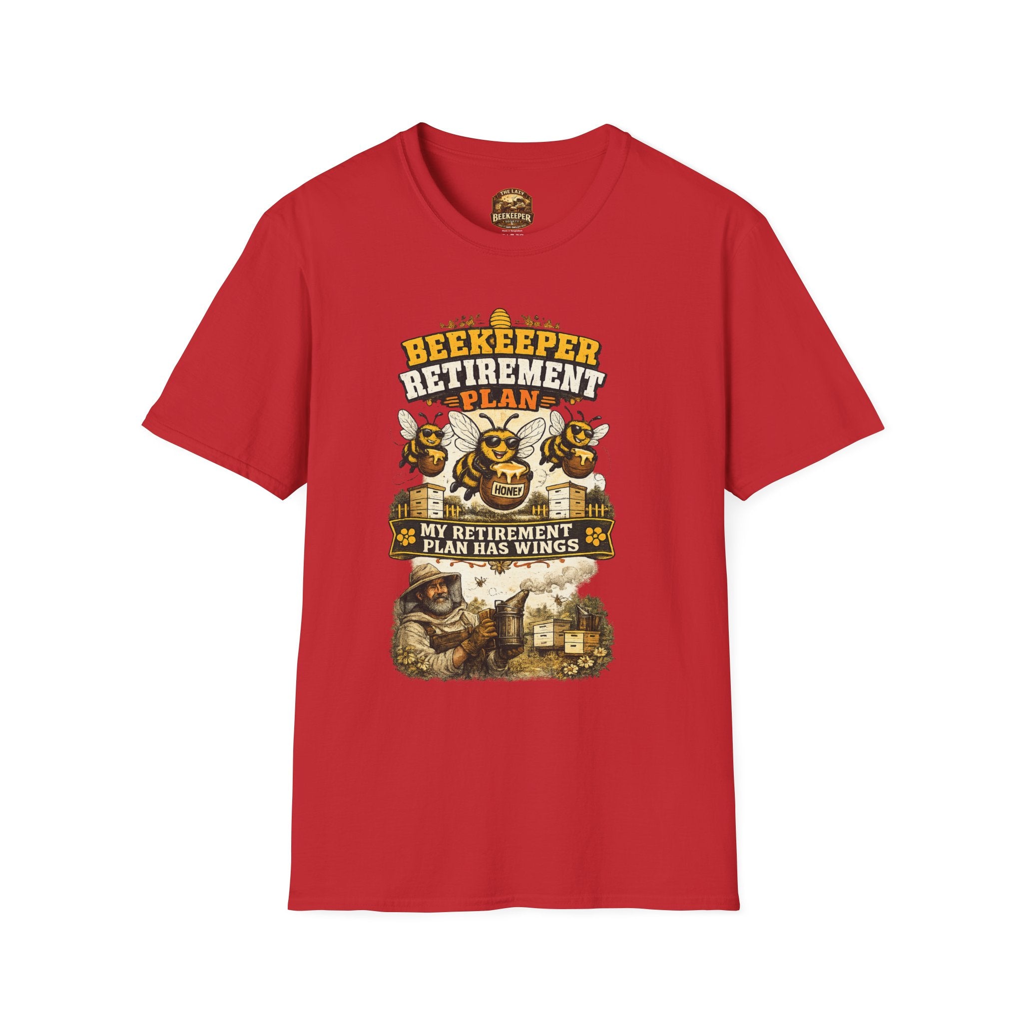 Beekeeper T-Shirt — "Retirement Plan Has Wings" Vintage Honey Farming Tee