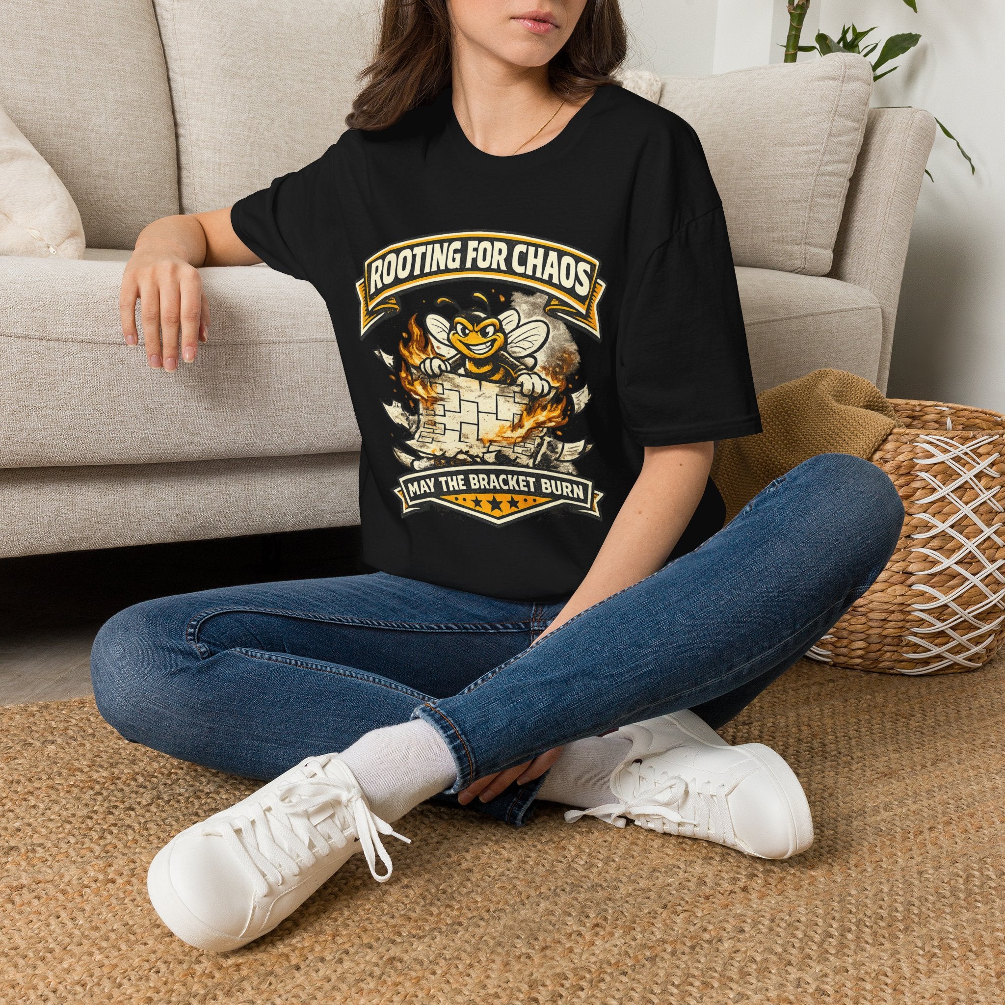 T-Shirt — "Rooting for Chaos" Bee Graphic Tee (That the Bracket Burn)