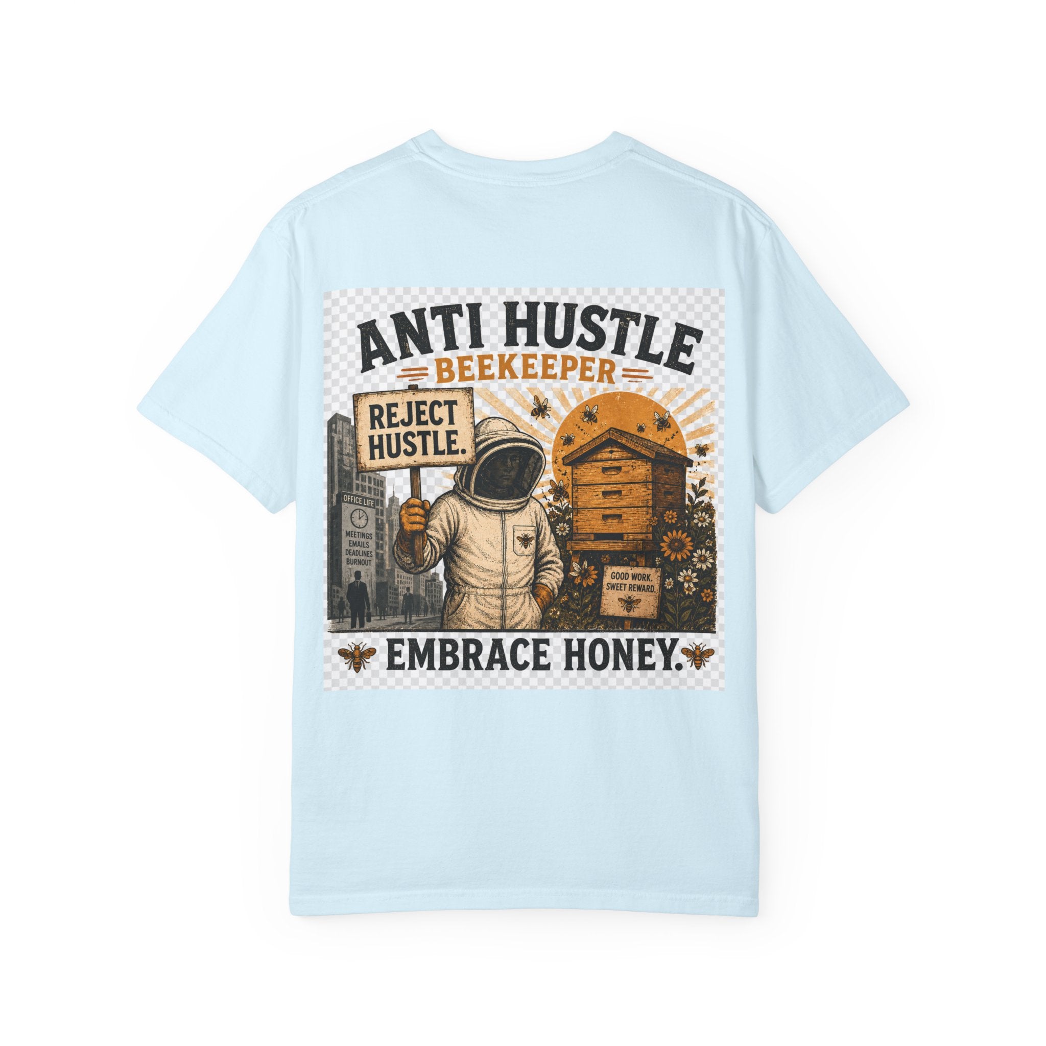 Bienenclub T-Shirt – Anpassbares „Support Your Local“ & Anti-Hustle Imker-Design