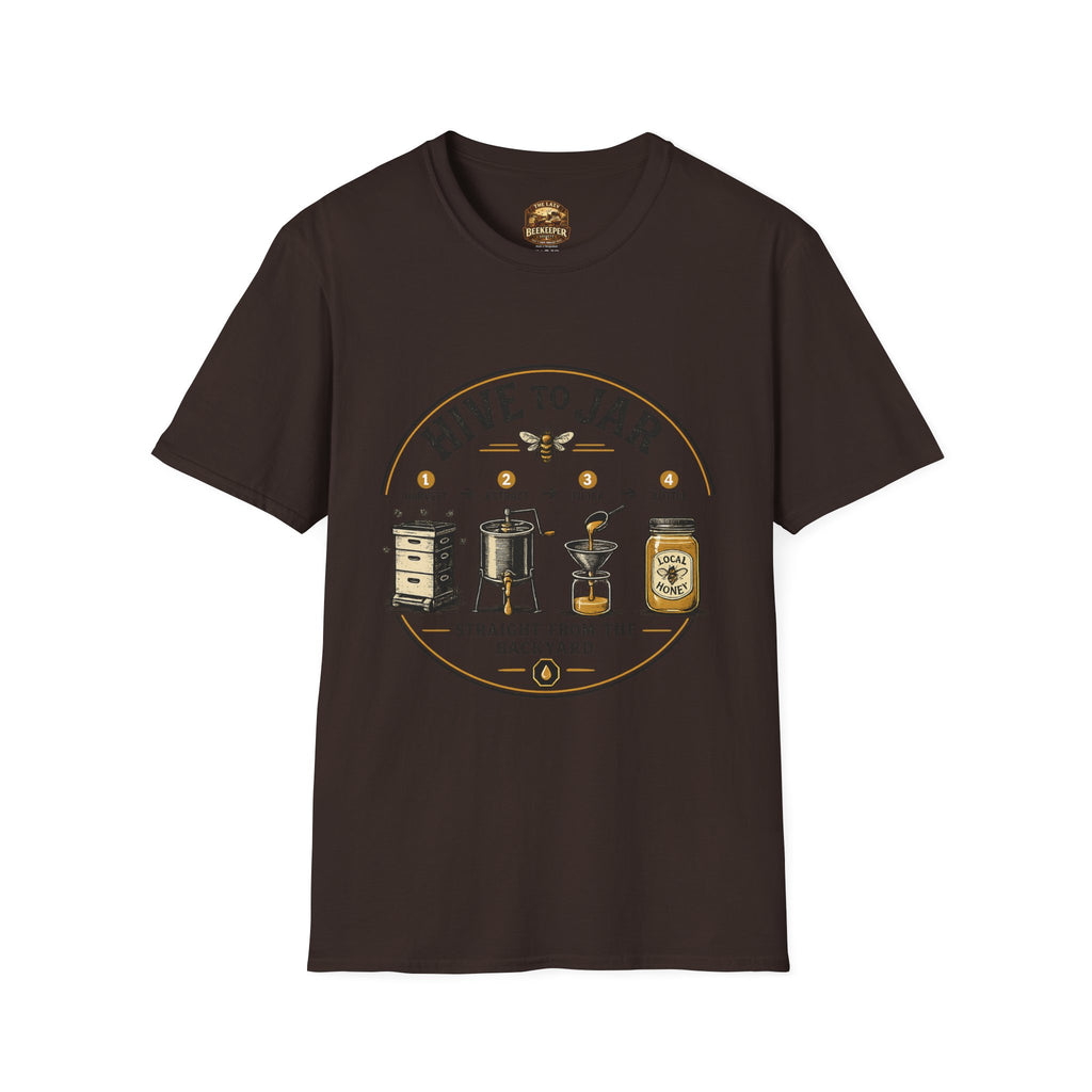T-Shirt — Grafisches T-Shirt mit Aufschrift „Vom Bienenstock ins Glas“